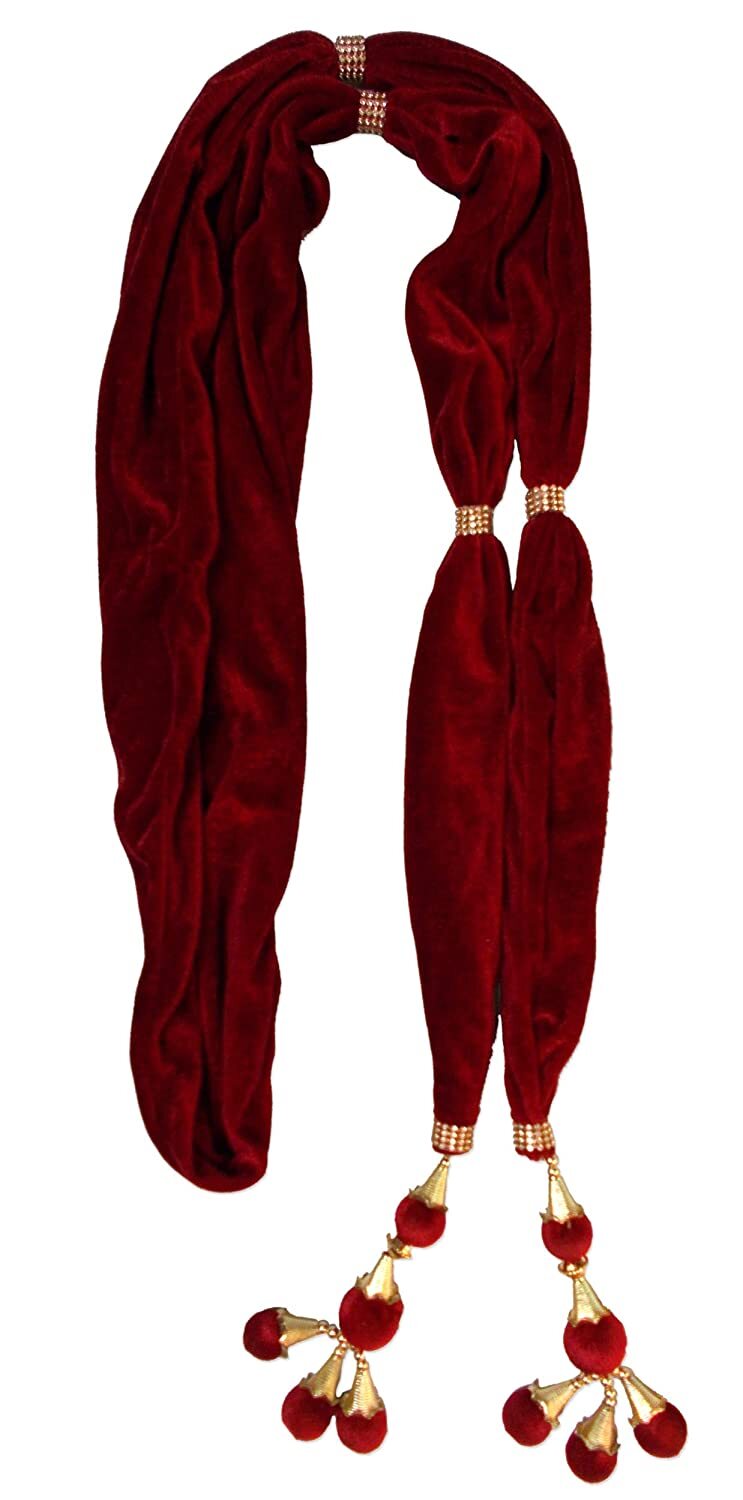 Men’s Round Ball Hanging Tassels Velvet Sherwani Dupatta (Maroon) – Pack of 2