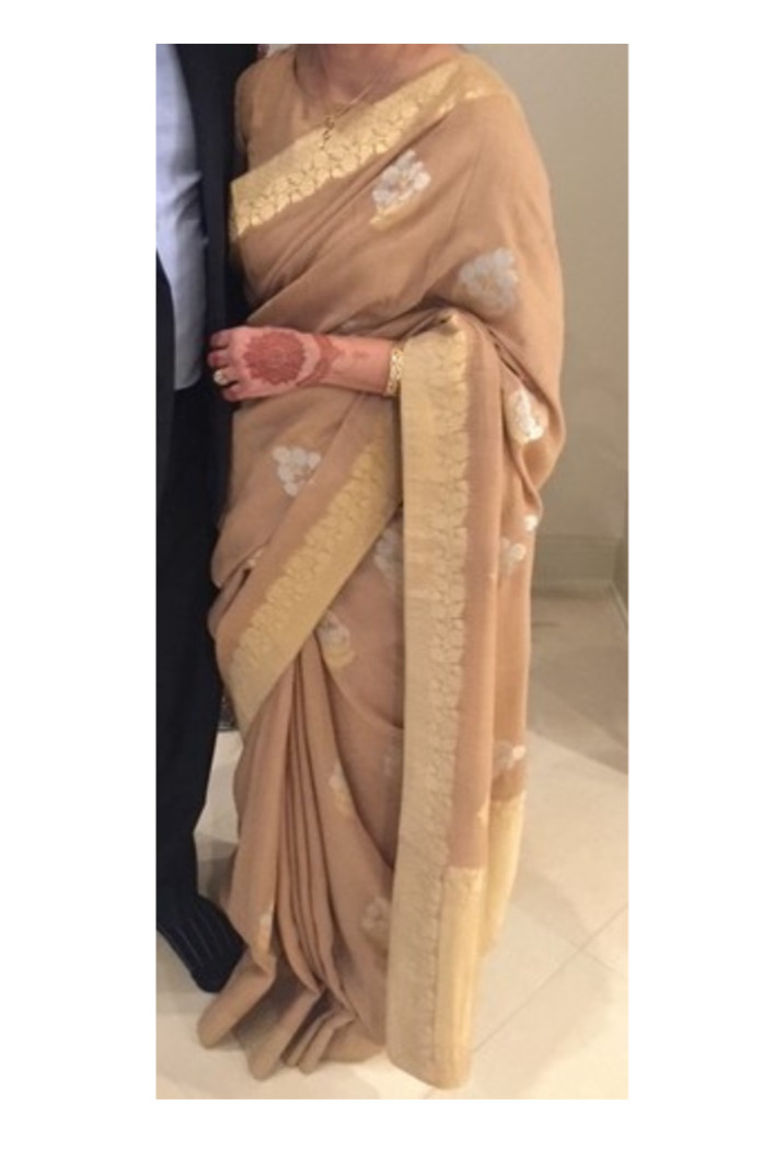 Gold Beige Indian Saree