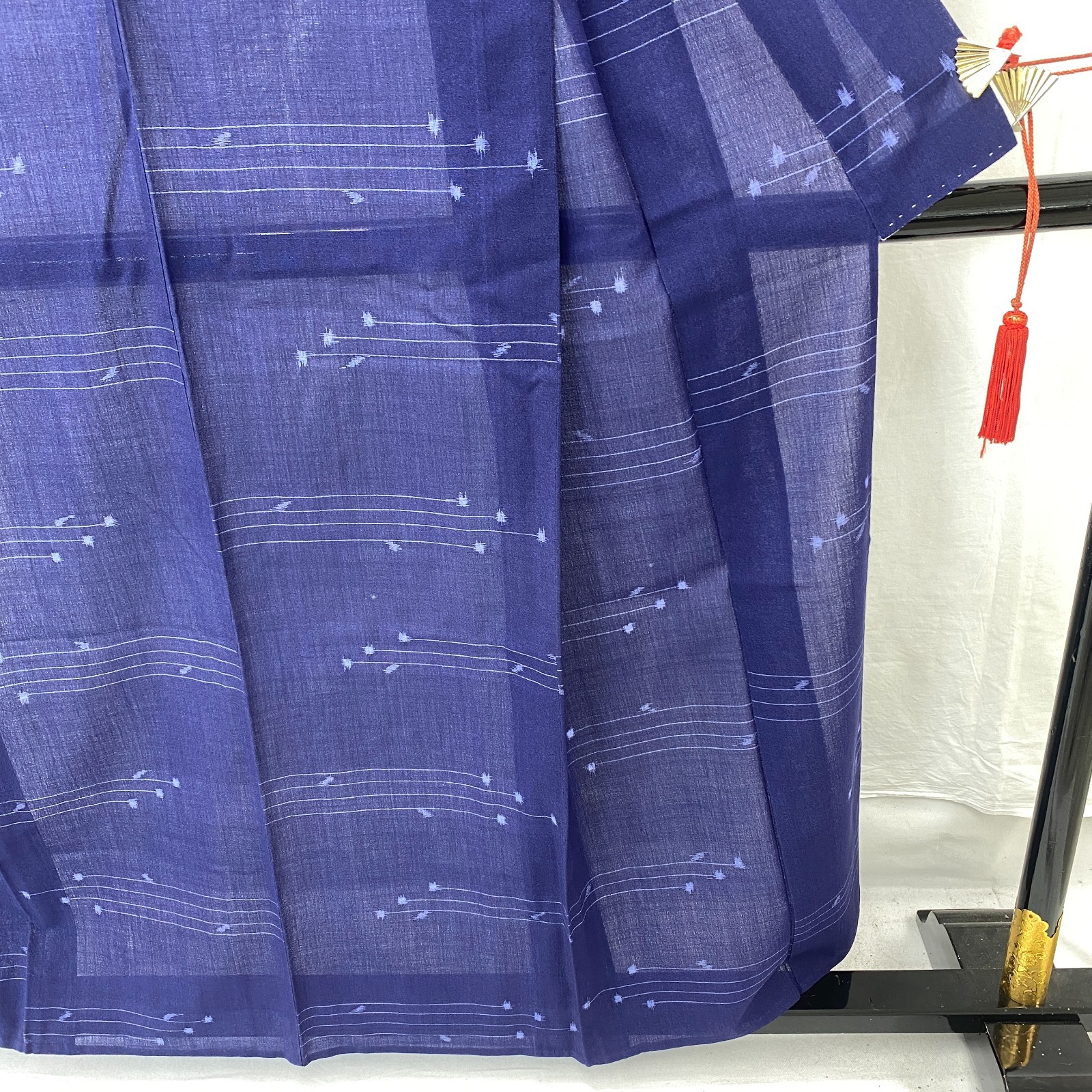 Japanese Vintage Kimono Polyester Blue No Lining Seethrough Length 61 in
