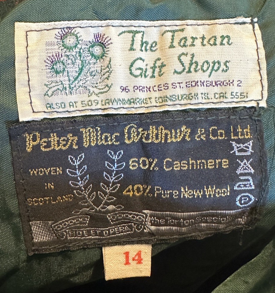 Tartan Gift Shop Red Plaid Cashmere Wool Peter MacArthur Scottish Skirt Size 14