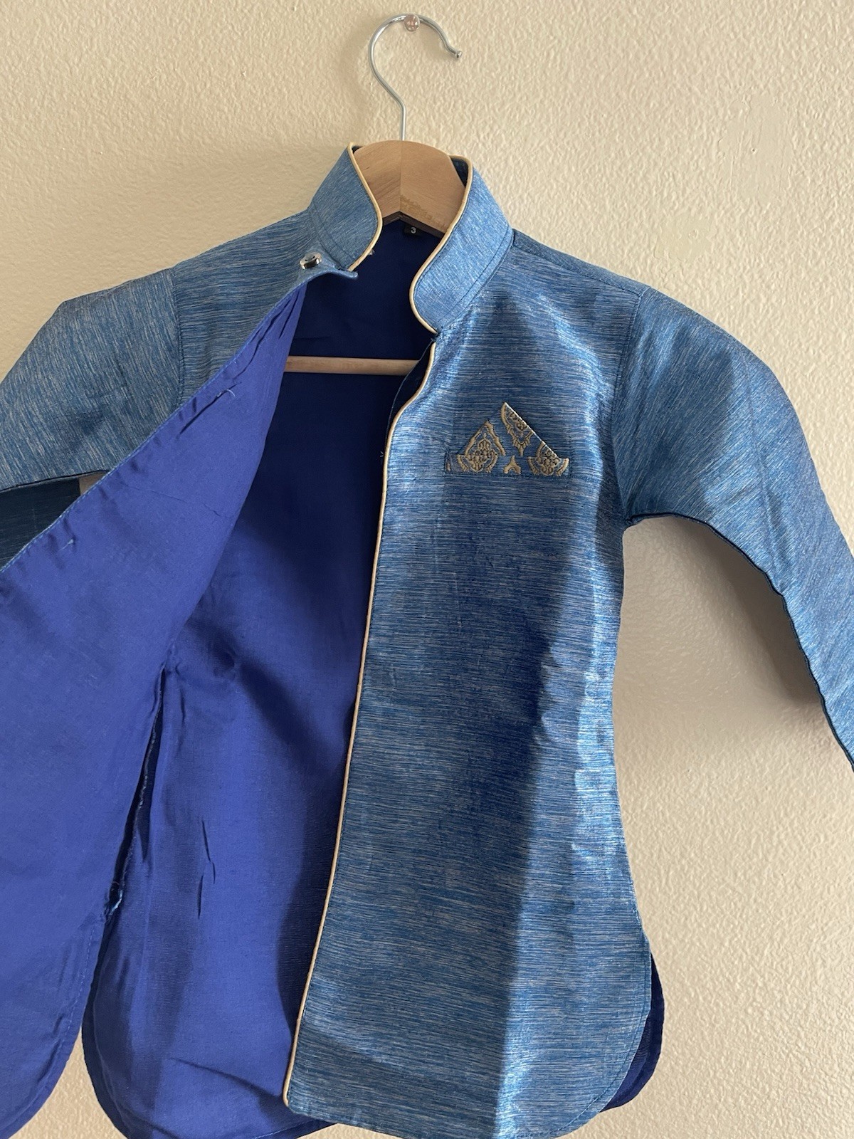 Kids Boys Kurta Dhoti Kurta sherwani Size 3 (age 3-4) In Blue And Gold
