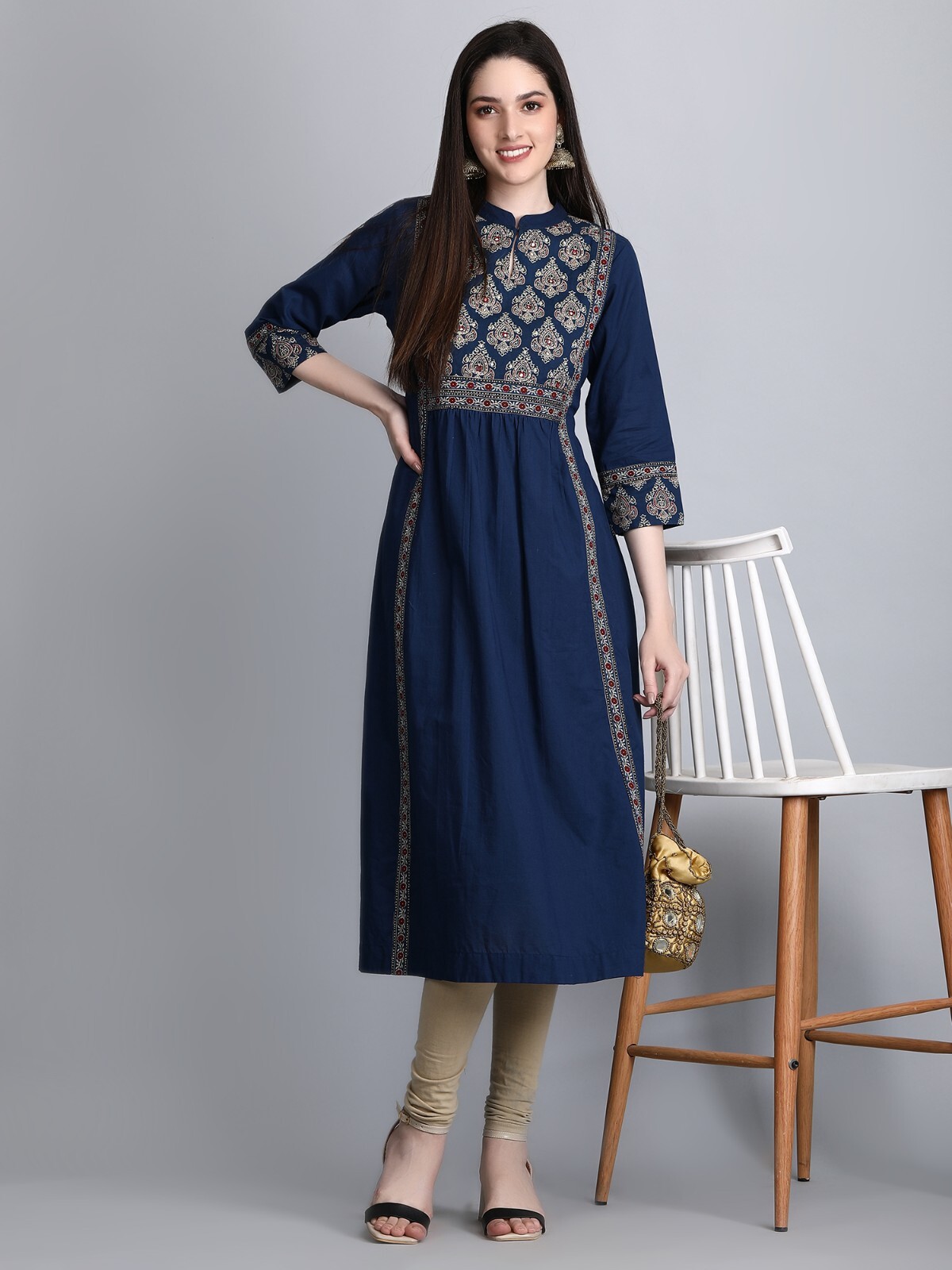 Women Designer A- Line kurta Top , Cotton Straight Kurti Indian wear