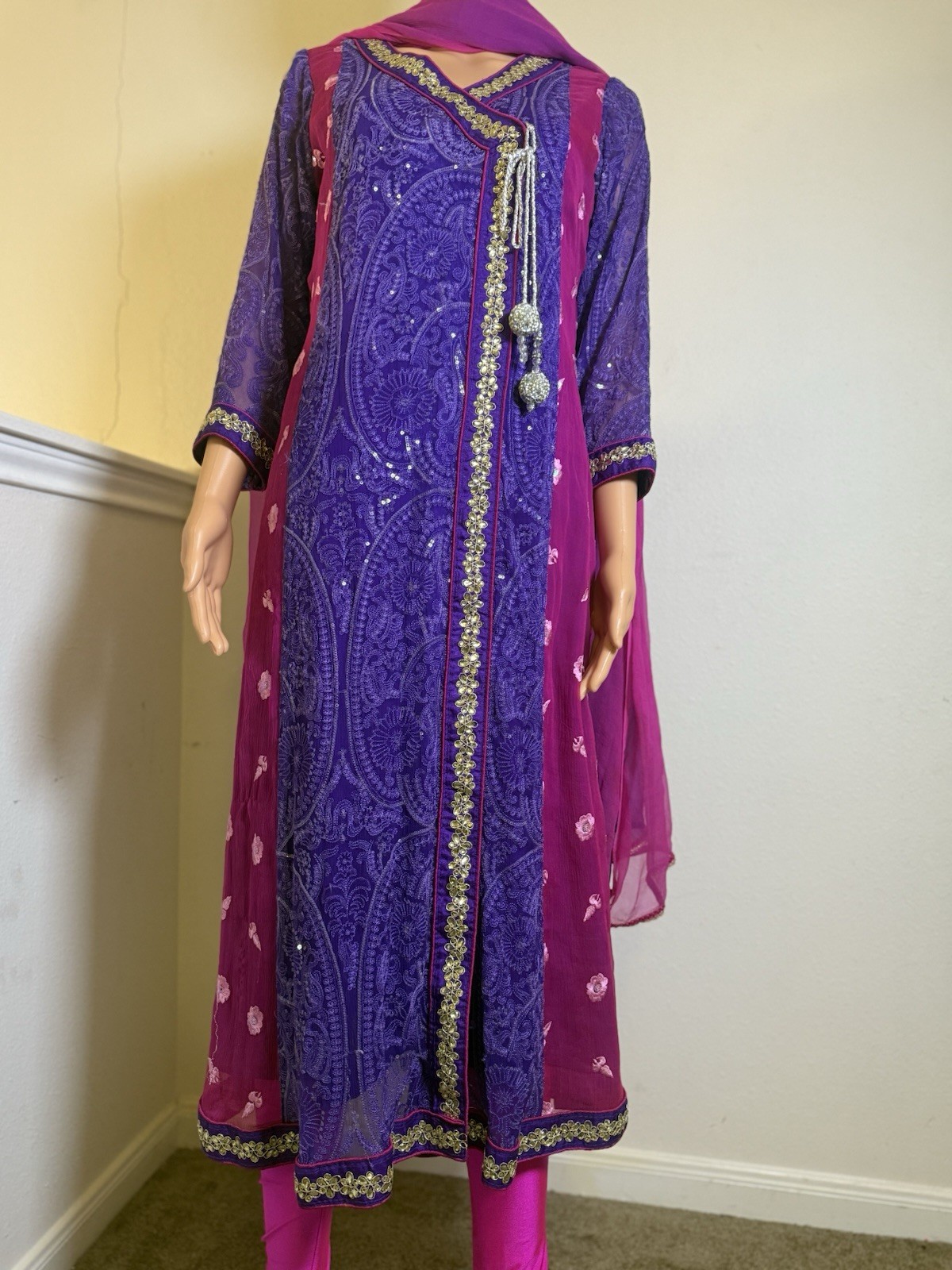 Pakistani Embellished Anarkali Dress , Pajama , Dupatta Casual, Eid Party Wear