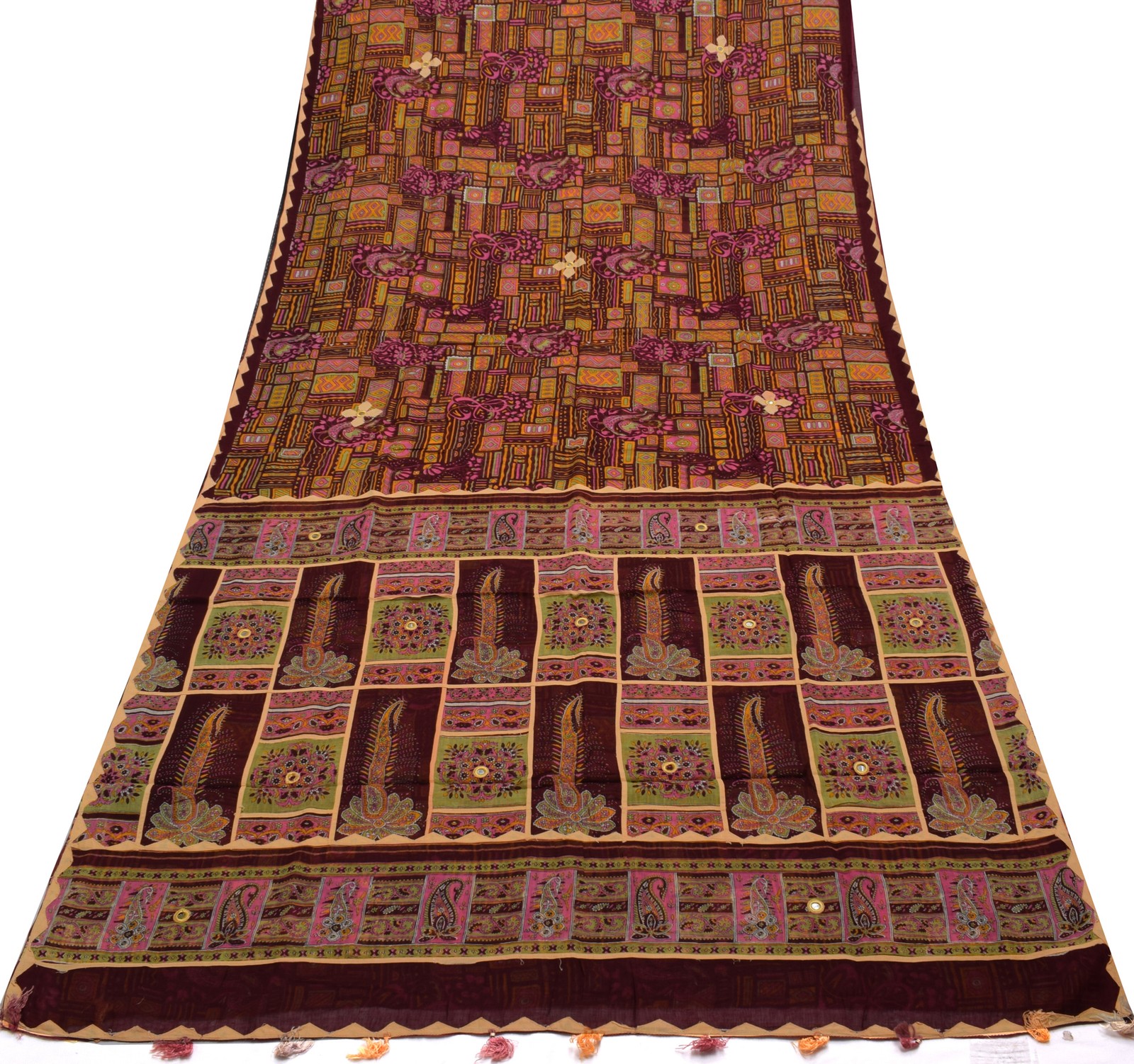 Sushila Vintage Indian Saree 100% Pure Cotton Printed 5 Yard Soft Craft Fabric