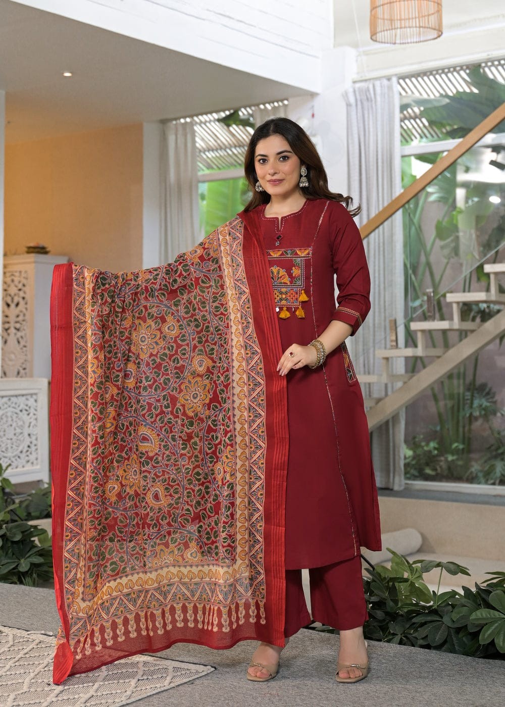 Women’s Party Wear Kurti Pant Dupatta Set Indian Bollywood Ethnic Top Kurta Set