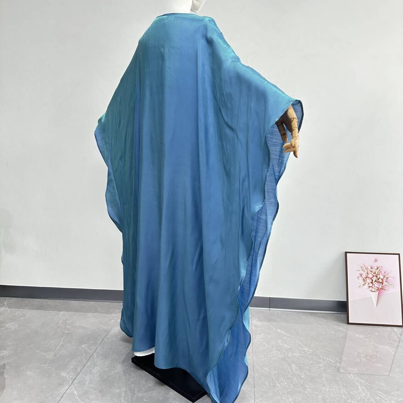 Muslim Women Kids Girls Batwing Sleeve Open Kaftan Kimono With Inner Dress 2pcs