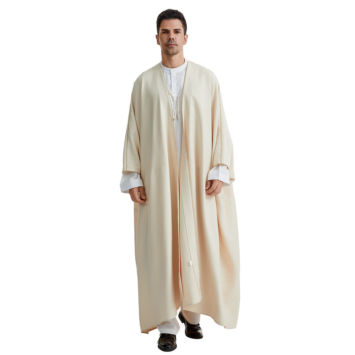 Arab Men Solid Color Abaya Muslim Thobe Thawb Kaftan Man Islamic Loose Cardigan