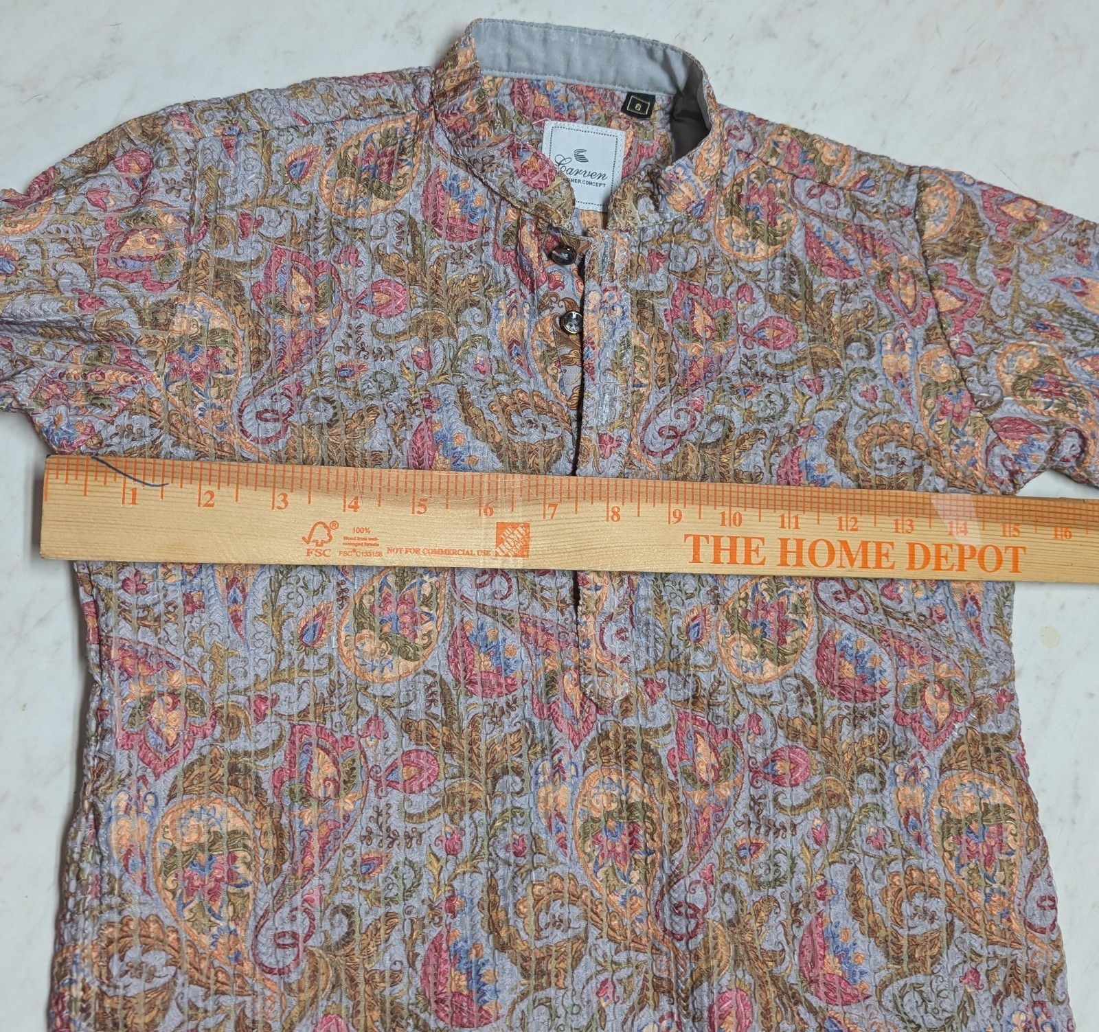 Carven Junior Designer Concept Boys Kurta India Textured Paisley Print Size EU 6