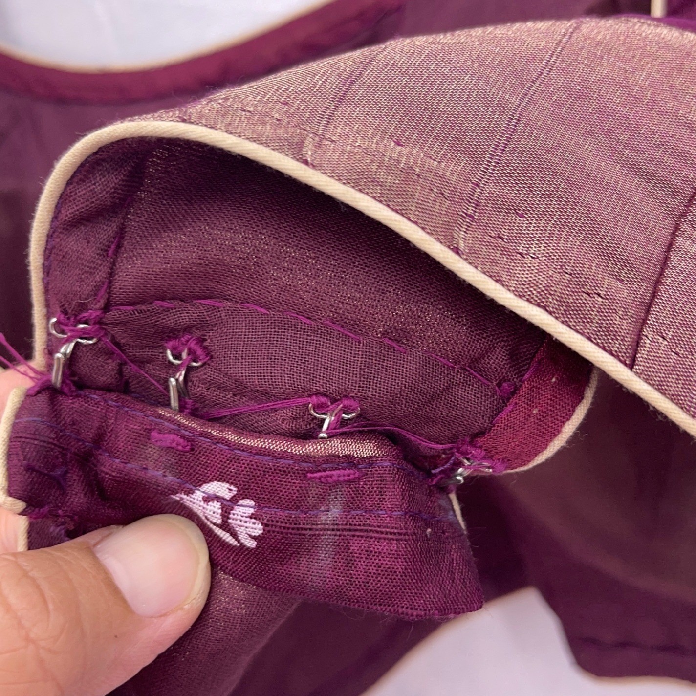 Purple Maroon Saree Blouse Small Padded Back Tie Tassel Choli