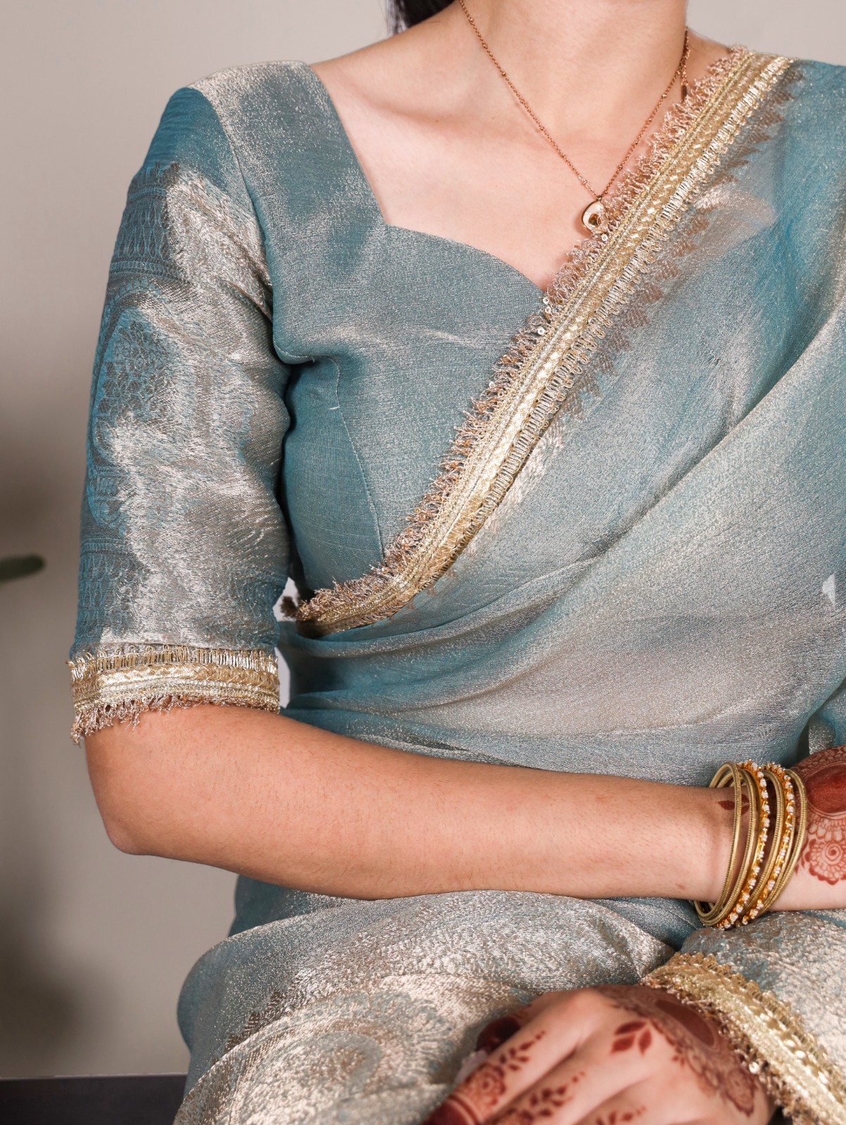 Tissue Shimmer Silk Saree Zari Weave Sequin Lace Border Indian Wedding Festive