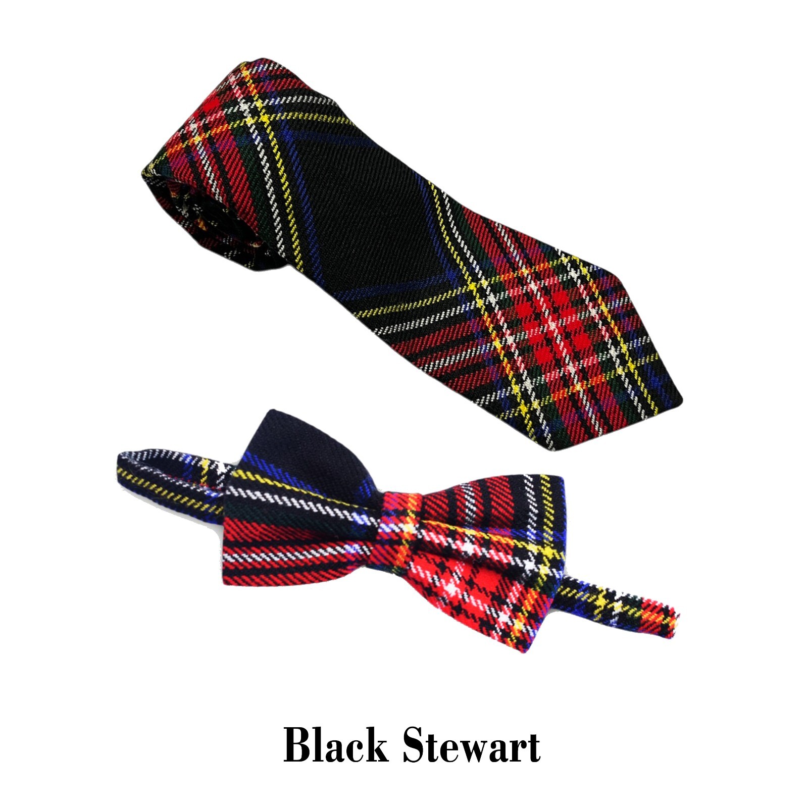 Men’s Scottish Black Stewart Tartan Bow And Tie Formal Bow Tie For Wedding