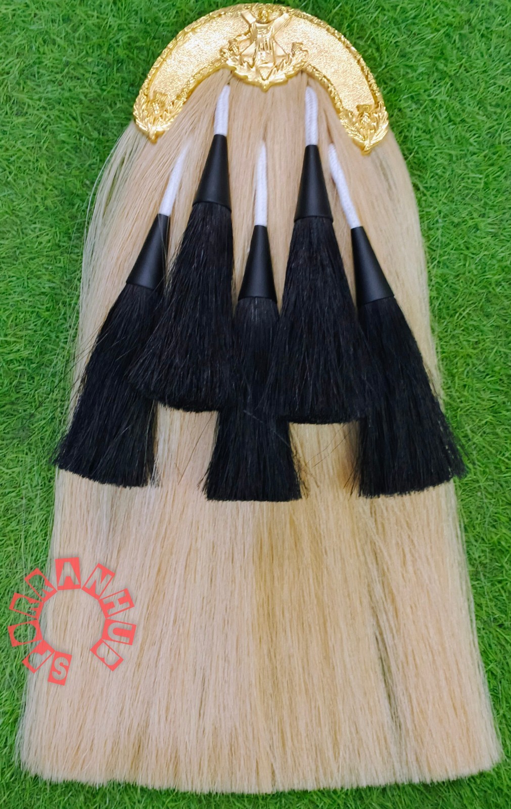 Original Long White Horse Hair Five Tessels Scottish Traditional Kilt Sporran