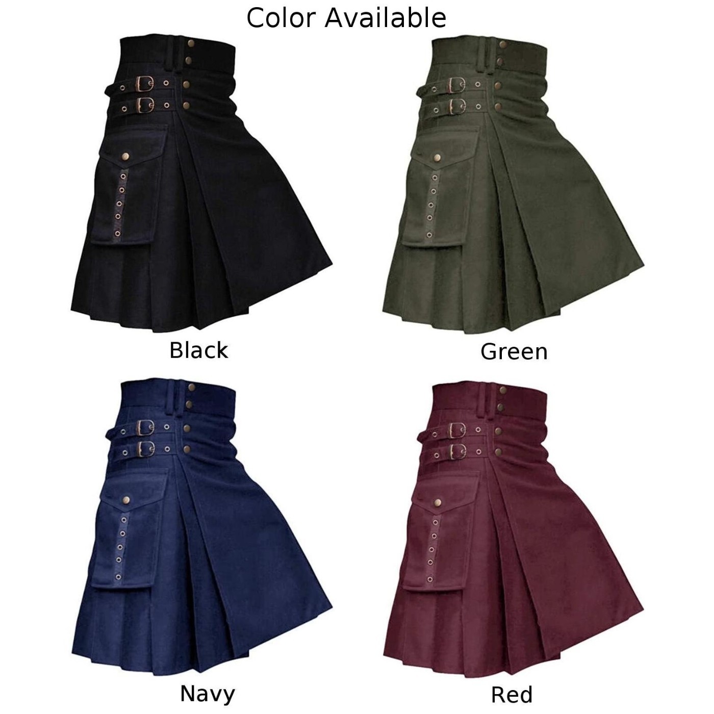 for traditional Men Scottish Festival Kilt Solid Color Dress Skirt
