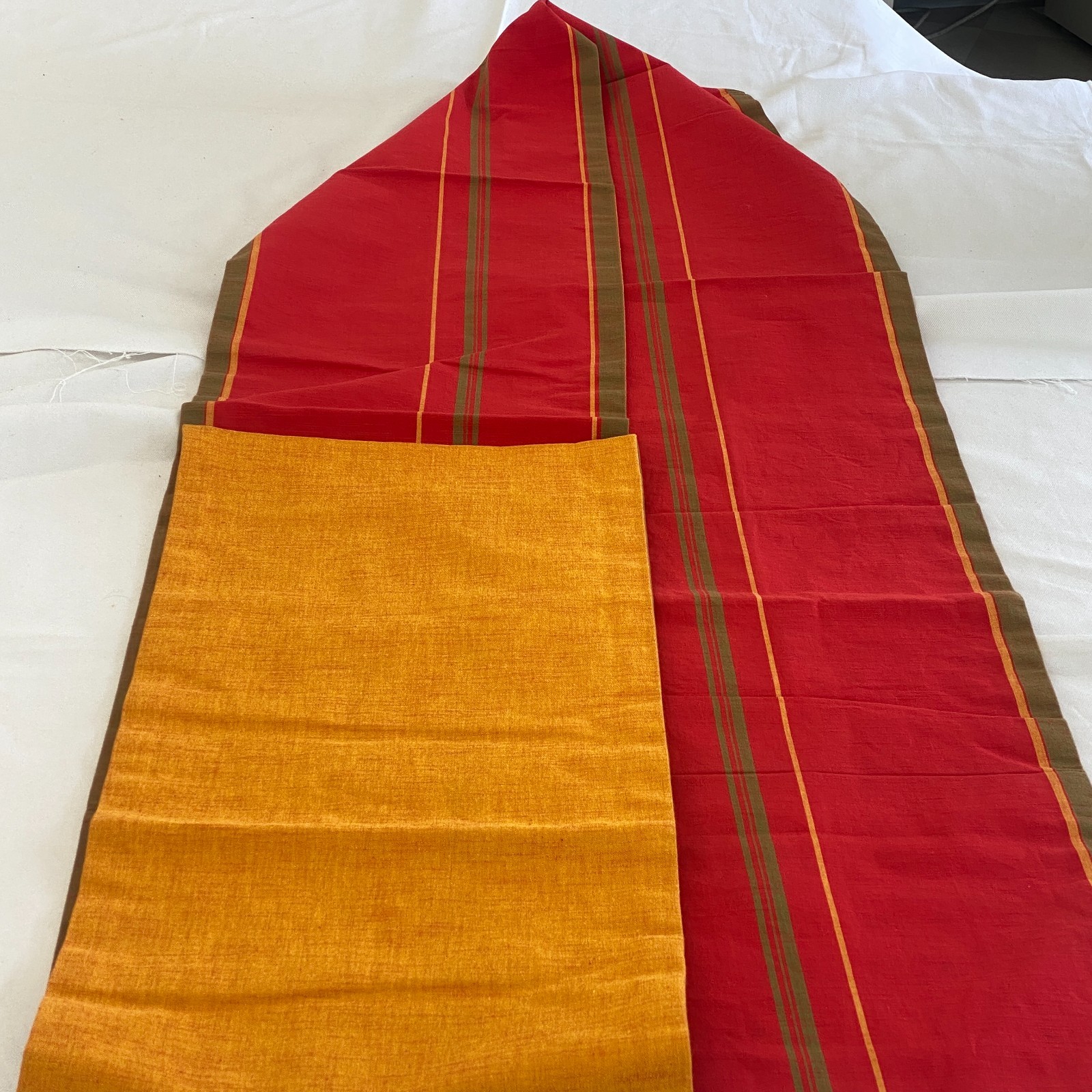 Japanese Vintage Kimono Nagoya Obi Cotton Red Traditional Authentic 136 x 12 in
