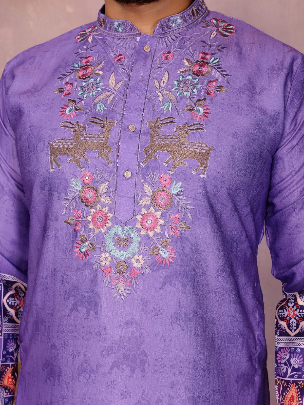 Indian Men’s Ethnic Kurta Pajama Set Wedding Wear Pakistani Sherwani Style Party