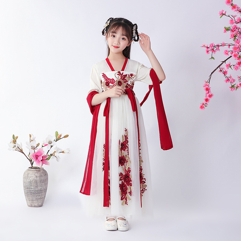 Tang Suit Dress Gauze Costume Girls Children’s Chinese Ancient Style Hanfu Dress