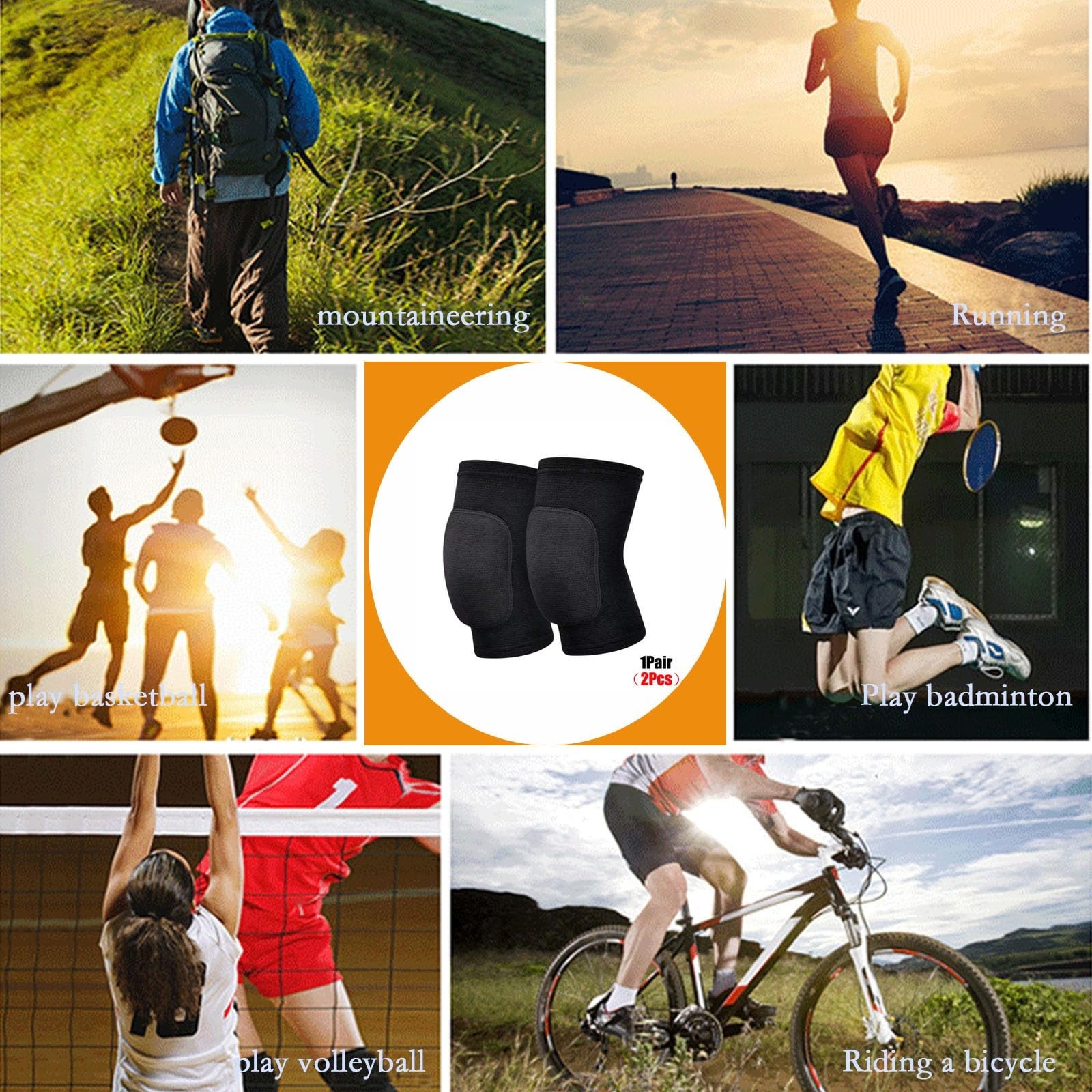 Anti slip sponge, soft and breathable men’s, women’s, girls black knee pads s…