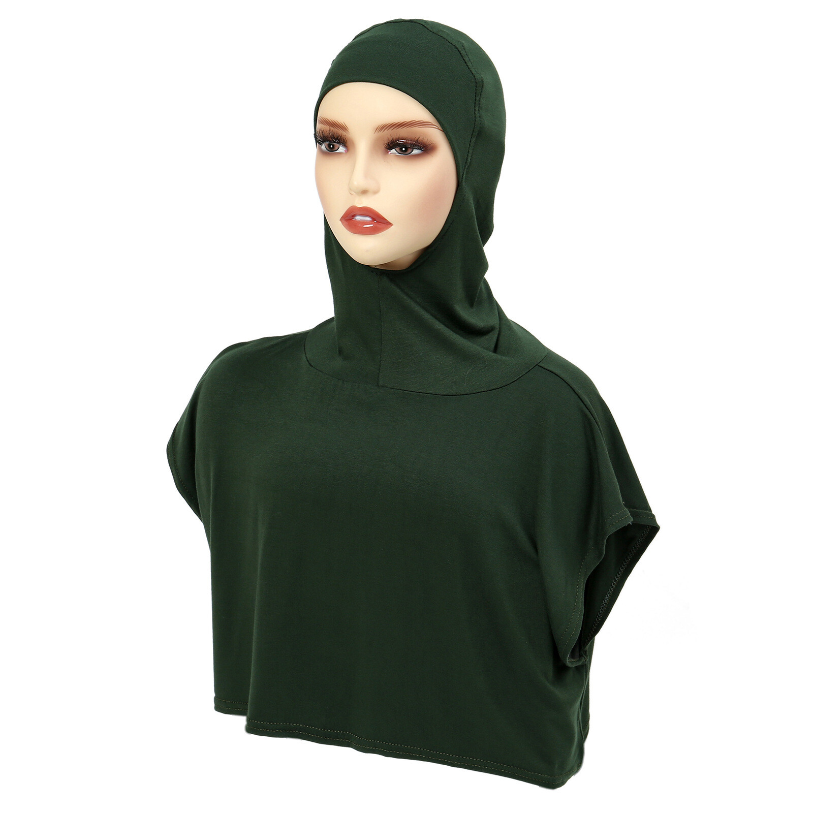 Muslim New Women Sport Hijab Jersey Hooded Turban Instant Wrap Prayer Scarf Tops