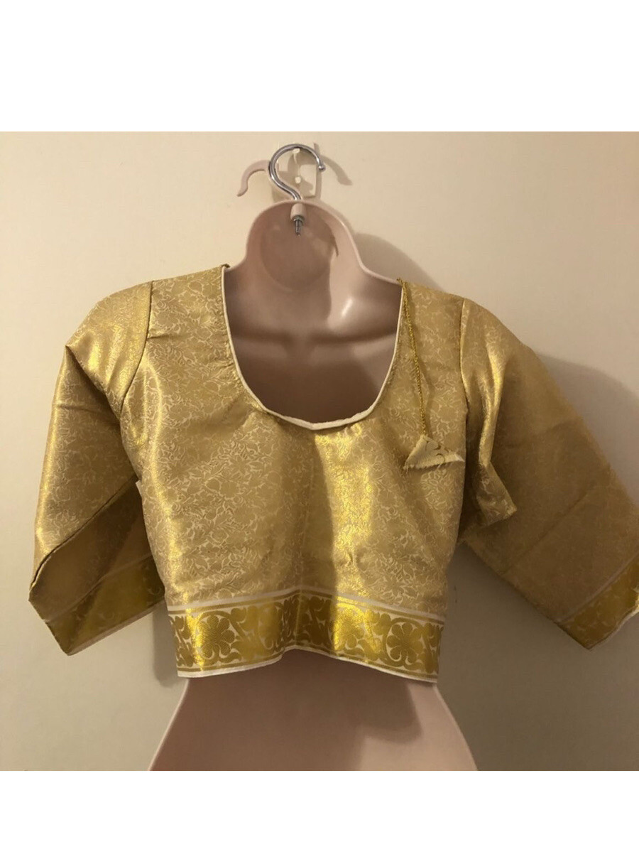 Beautiful golden color readymade Indian Saree Blouse Size 40,42,44