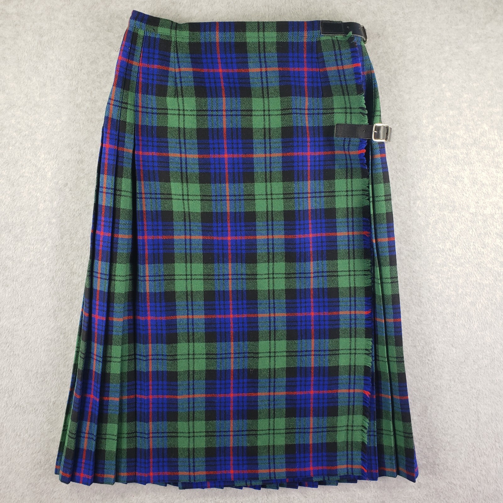 Archie Brown & Son Kilt Womens 10 Wool Skirt Blue Green Red Plaid Pleated Ladies