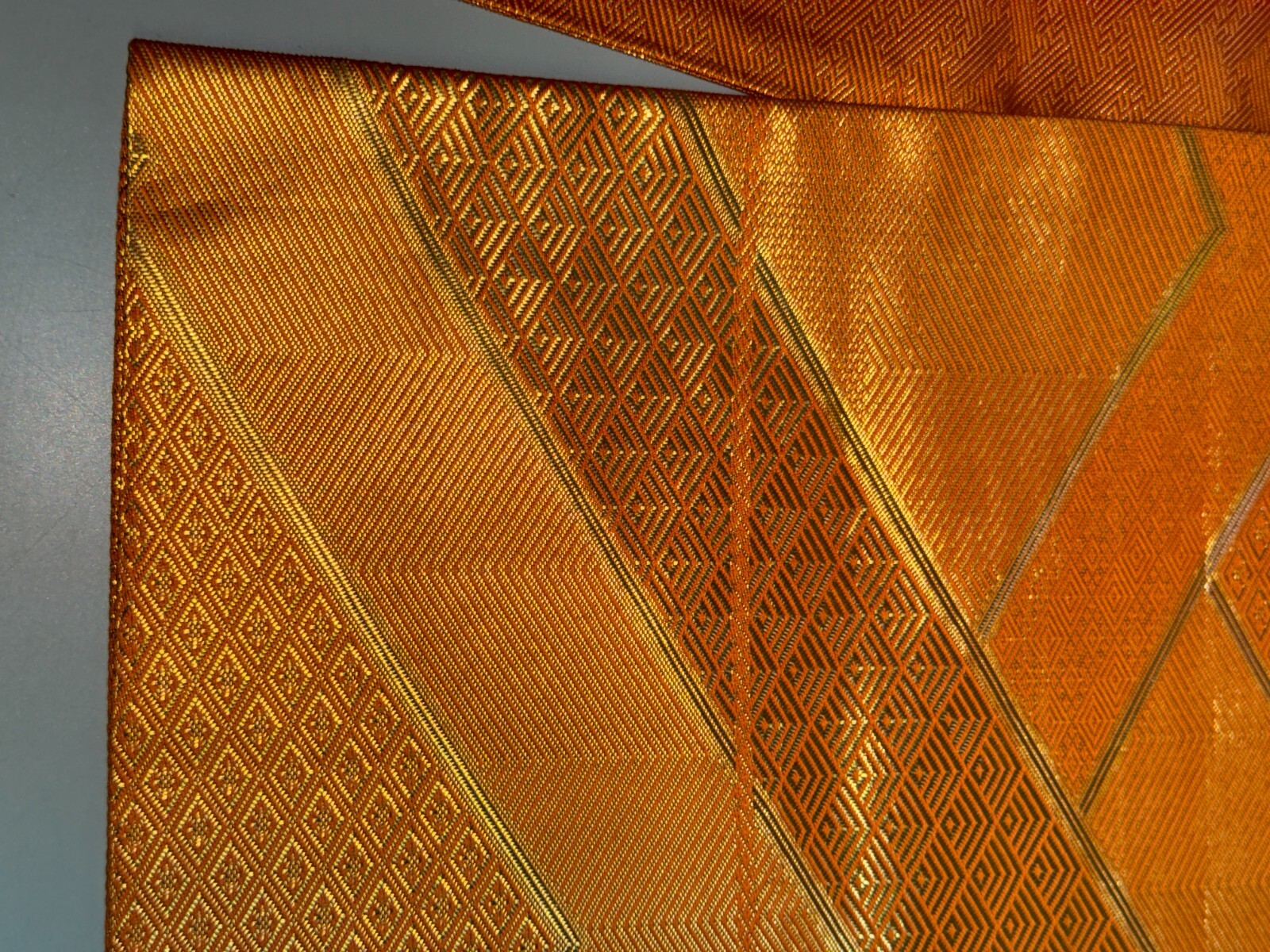 Japanese Vintage Kimono Fukuro Obi silk orange expensive tradition 170×12.2in