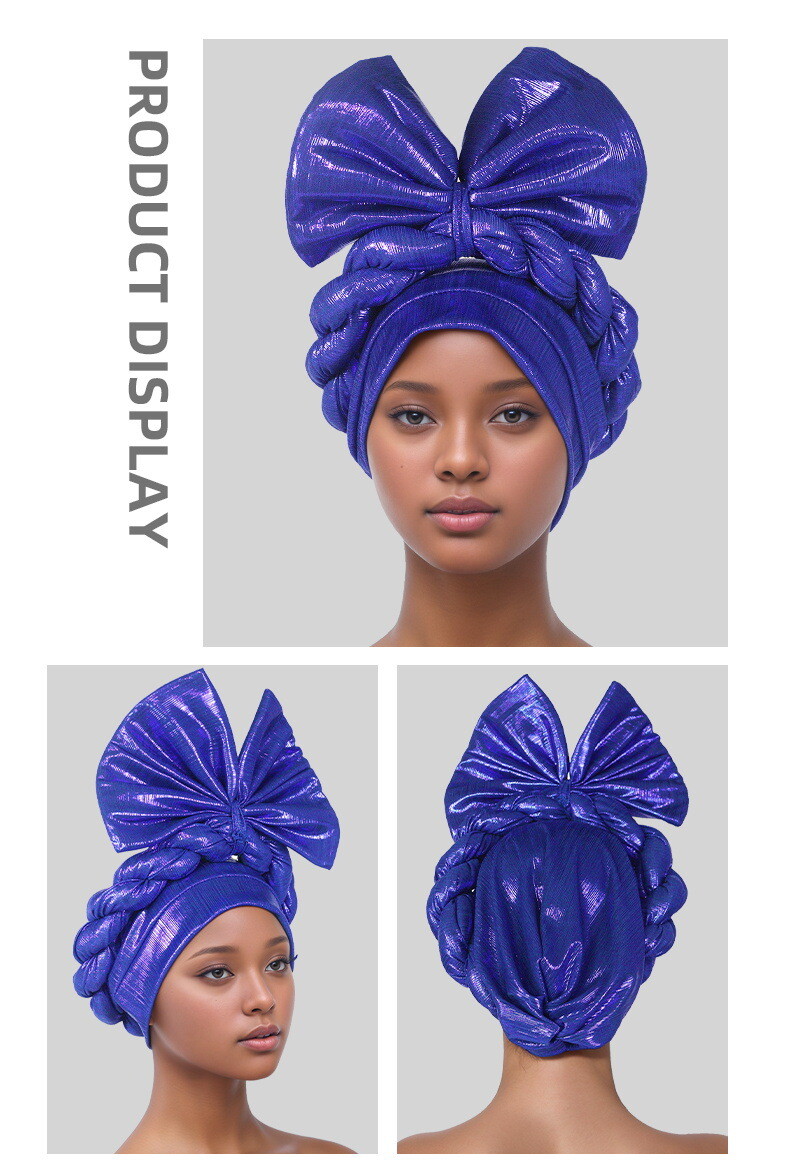Auto Gele Headtie Head Cover Caps Women Bowknot Head Wrap Wedding Caps Headwear