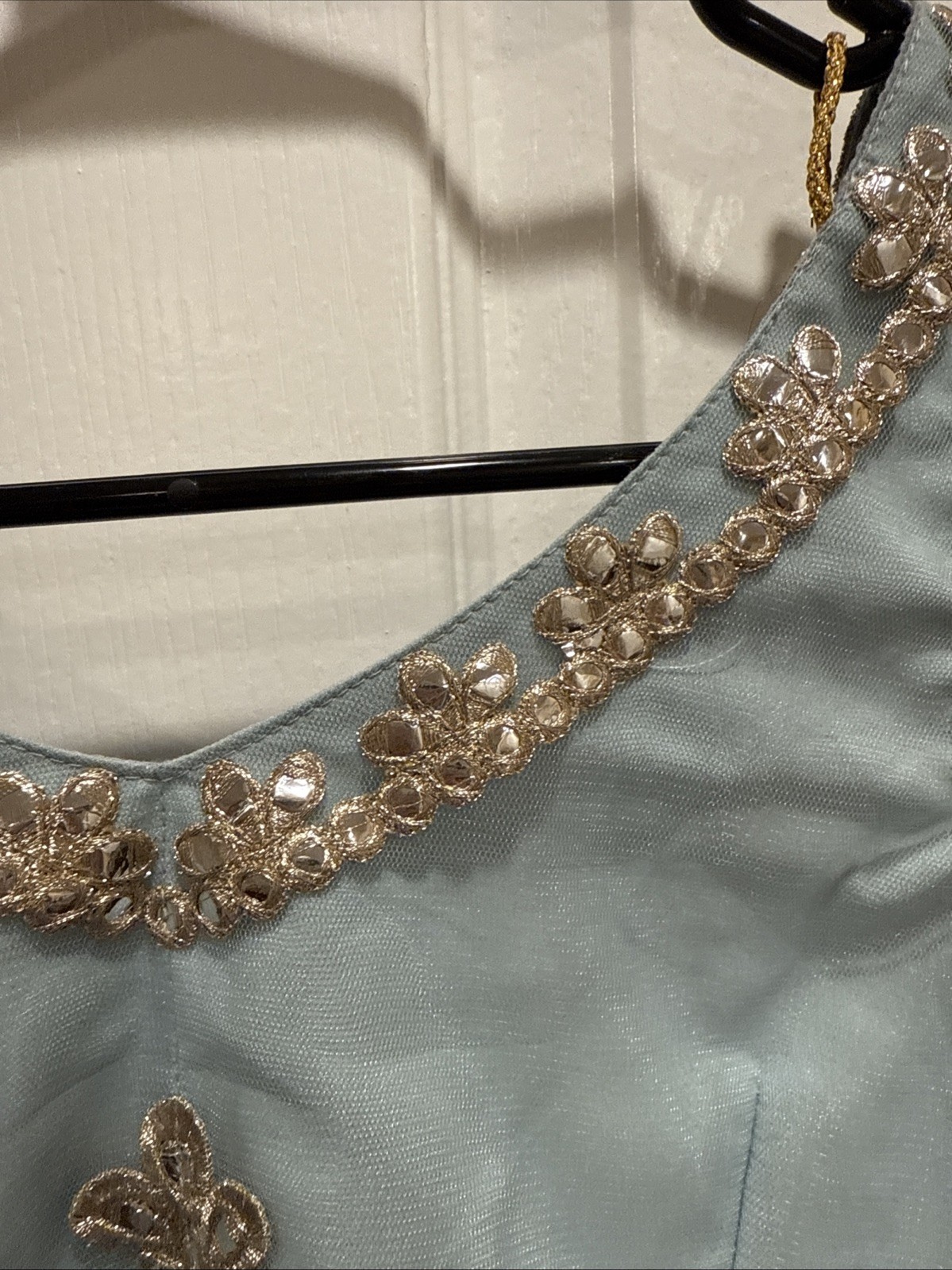 Indian Blue Choli With Beautiful Silver Embroidery & Fringe Tassels