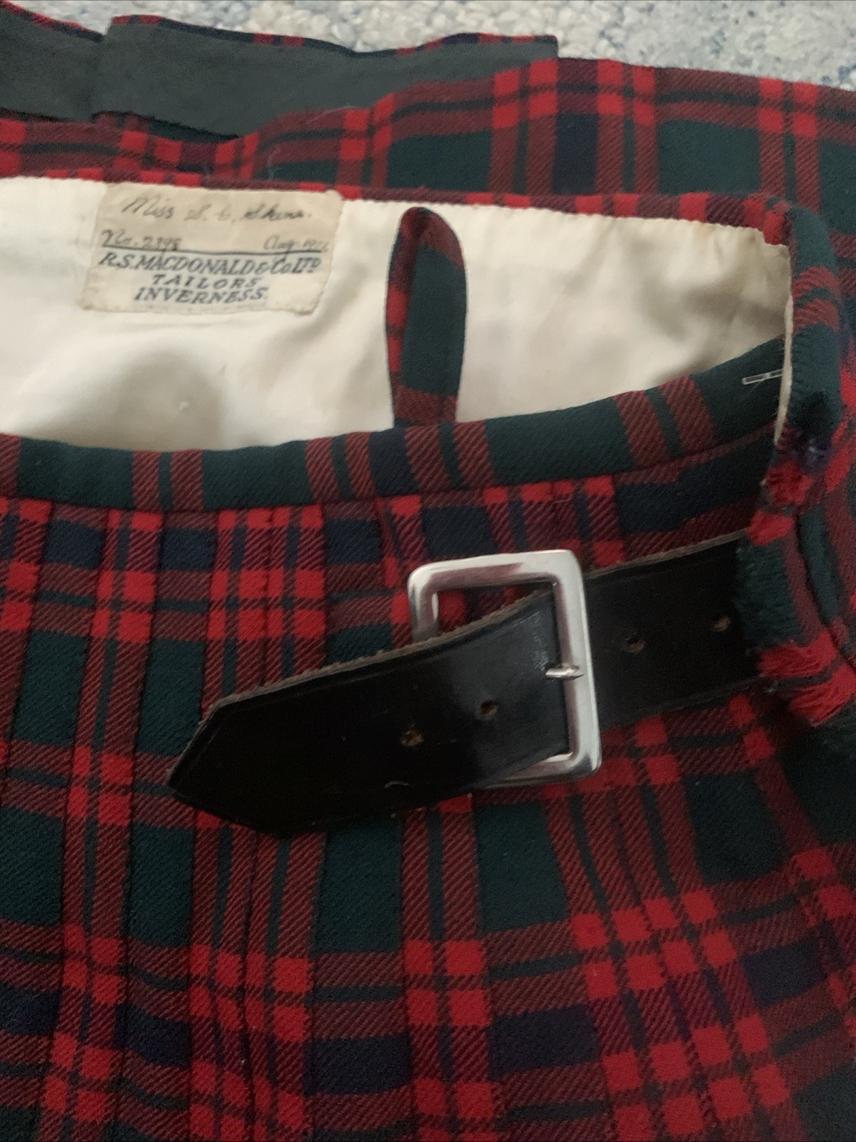 Vtg 1954 Authentic Kilt Macintosh Plaid Wool Hand Tailored Inverness Sz 8 Red