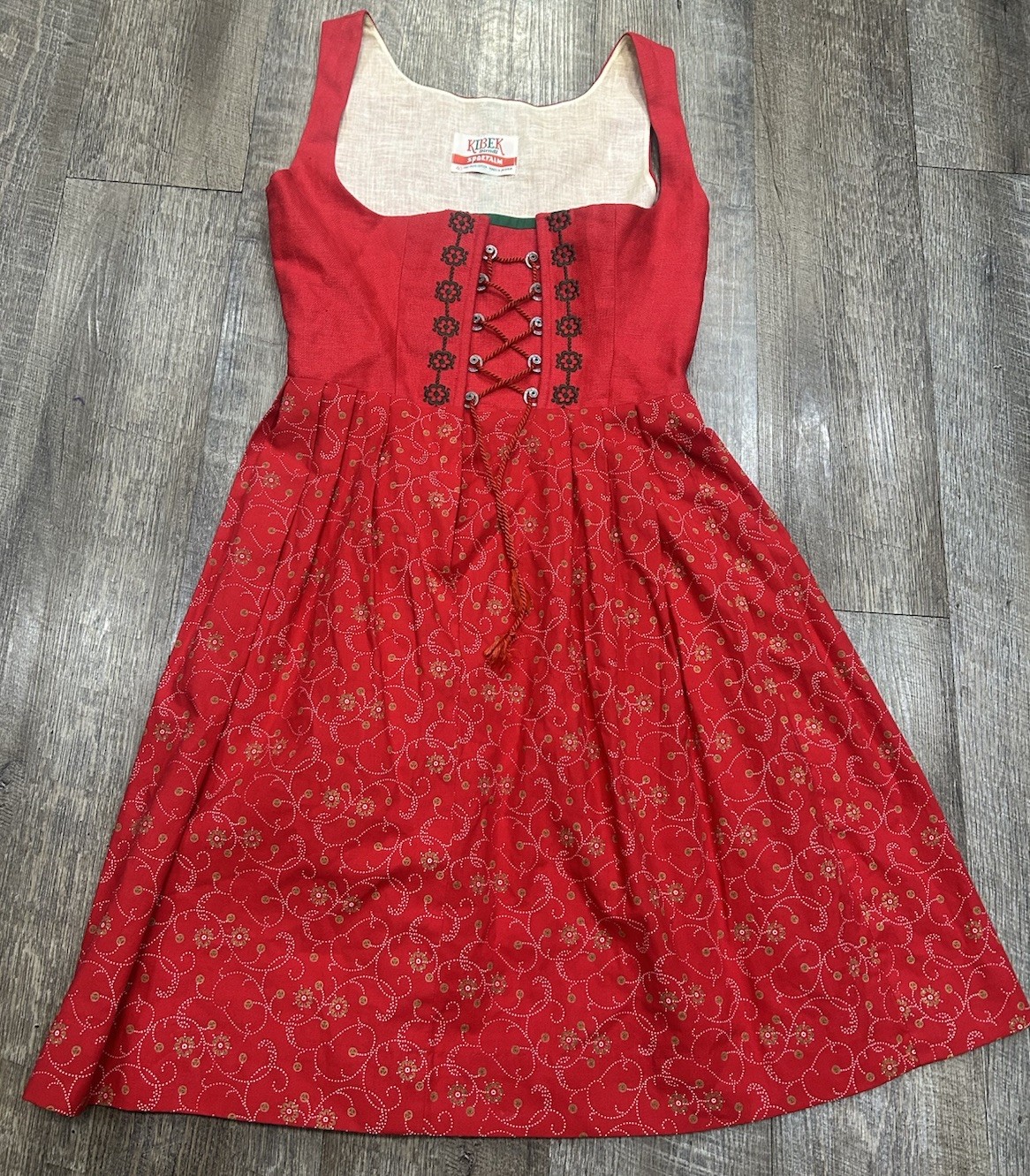 KIBEK Dress Dirndl Sportalm Austria Corset Red German Oktoberfest Size 40