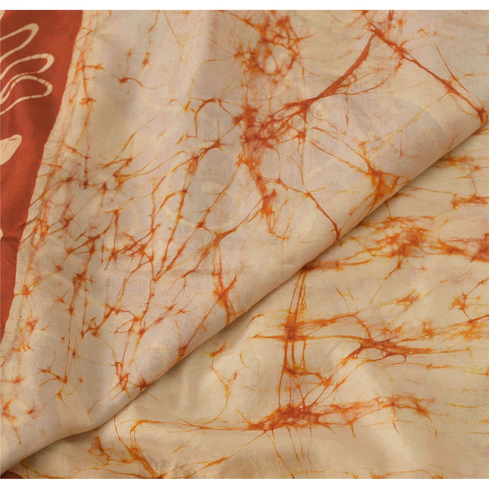 Sanskriti Vintage Sarees Pure Silk Batik Work Craft Fabric Zari 5 Yd Border Sari