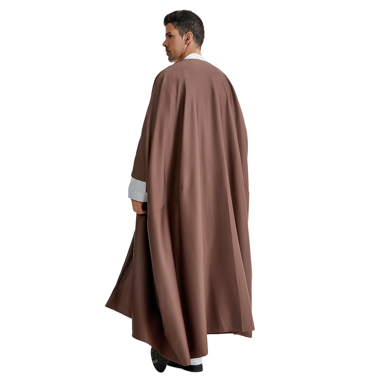 Saudi Arab Men Solid Color Open Kimono Batwing Robe Muslim Abaya Ramadan Prayer