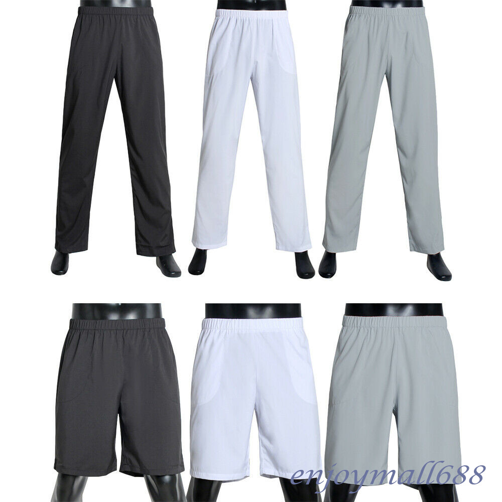 Muslim Mens Long Pants Trousers Shorts Elastic Waist Arab Thobe Islamic Dubai
