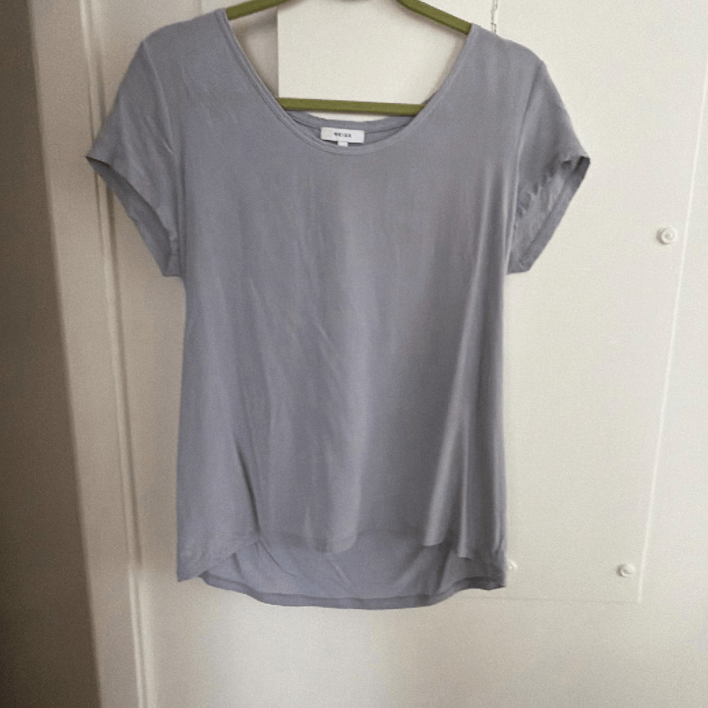 Reiss Soft Yarn Silk Crew Neck Tee size small in silver grey