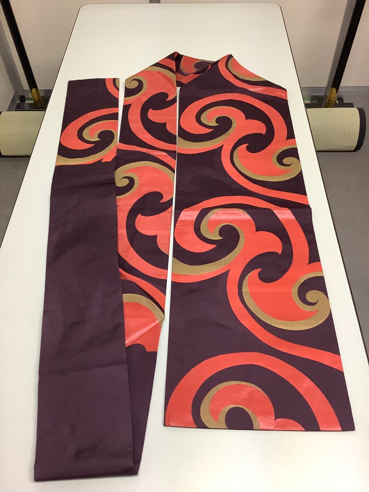 Japanese Vintage Kimono Nagoya Obi pure silk purple tradition 145.6×12.2inch