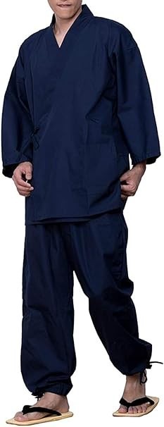 Japanese SAMUE Men’s Traditional work Kimono wear Navy