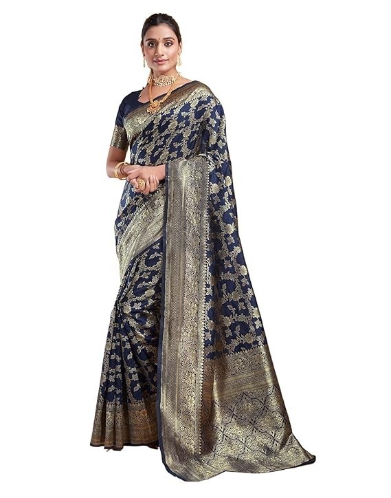 Women’s Banarasi Soft Silk Saree Pure Silk with Unstitched Blouse Piece
