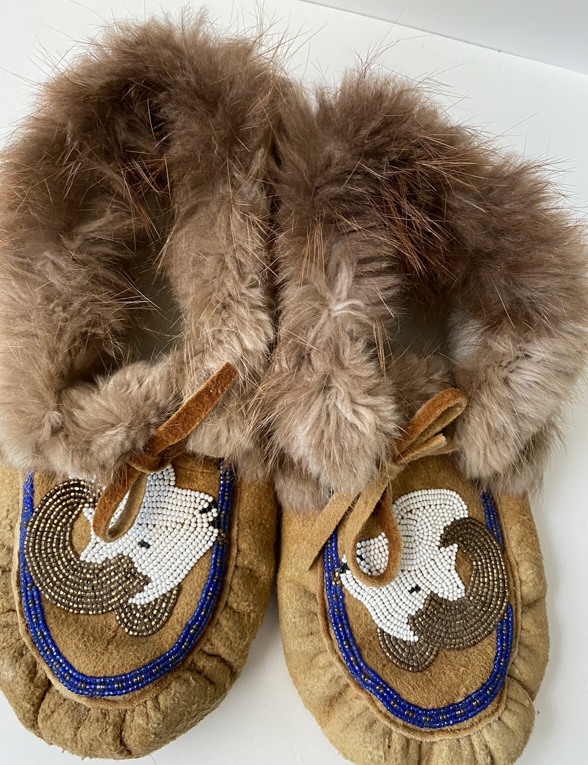 Native American Handmade Leather Moccasins Sz 9, Fringe In Mink