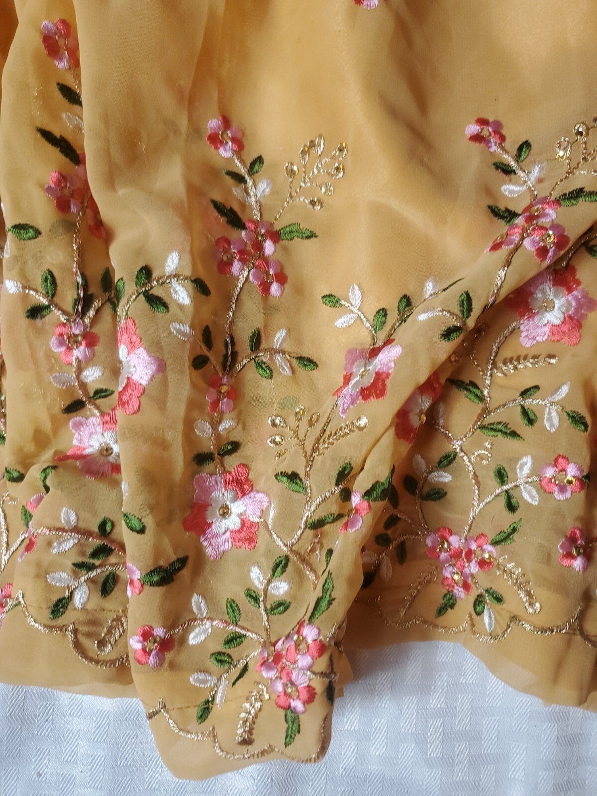 Yellow Green Anarkali Kurta Kurti Gown Dress Floral