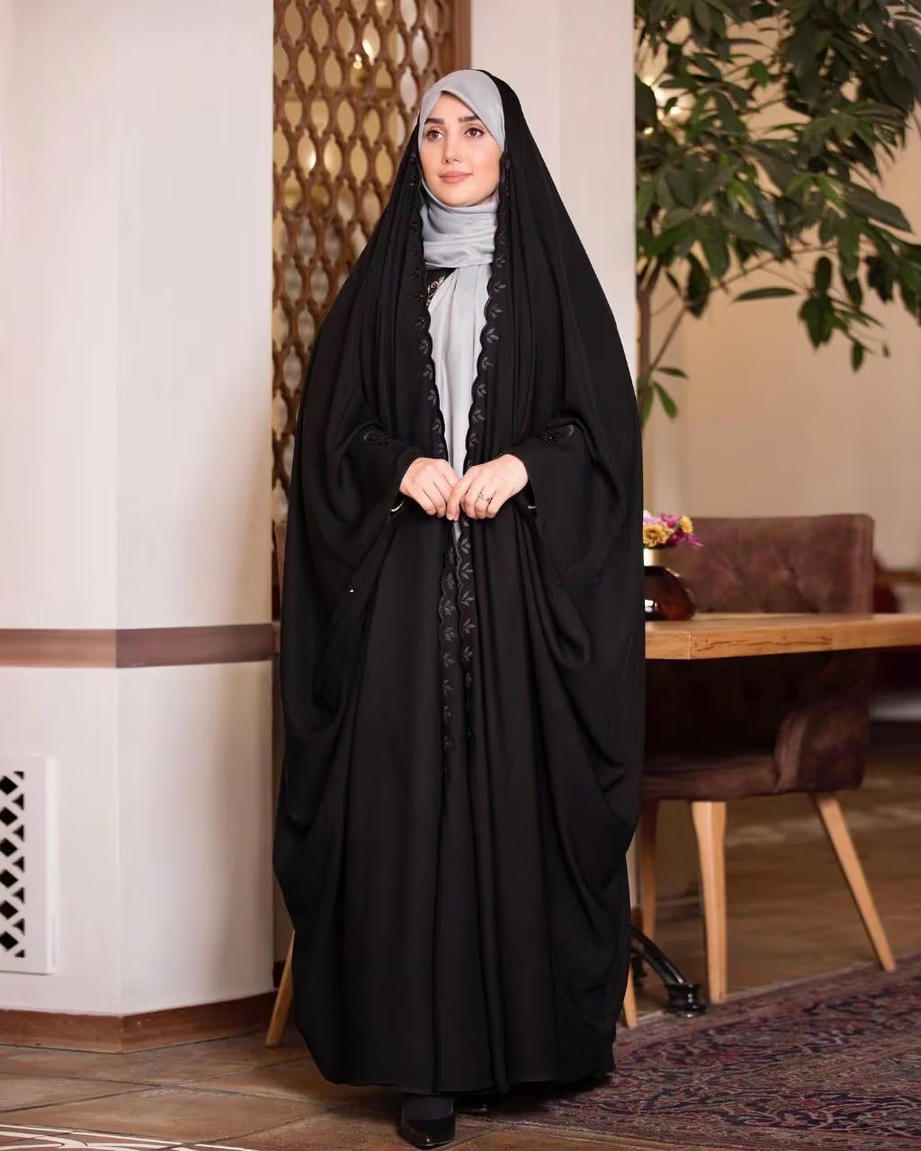 Black Overhead Women Prayer Long Dress Modest Emrboidered Burqa Muharram Dress