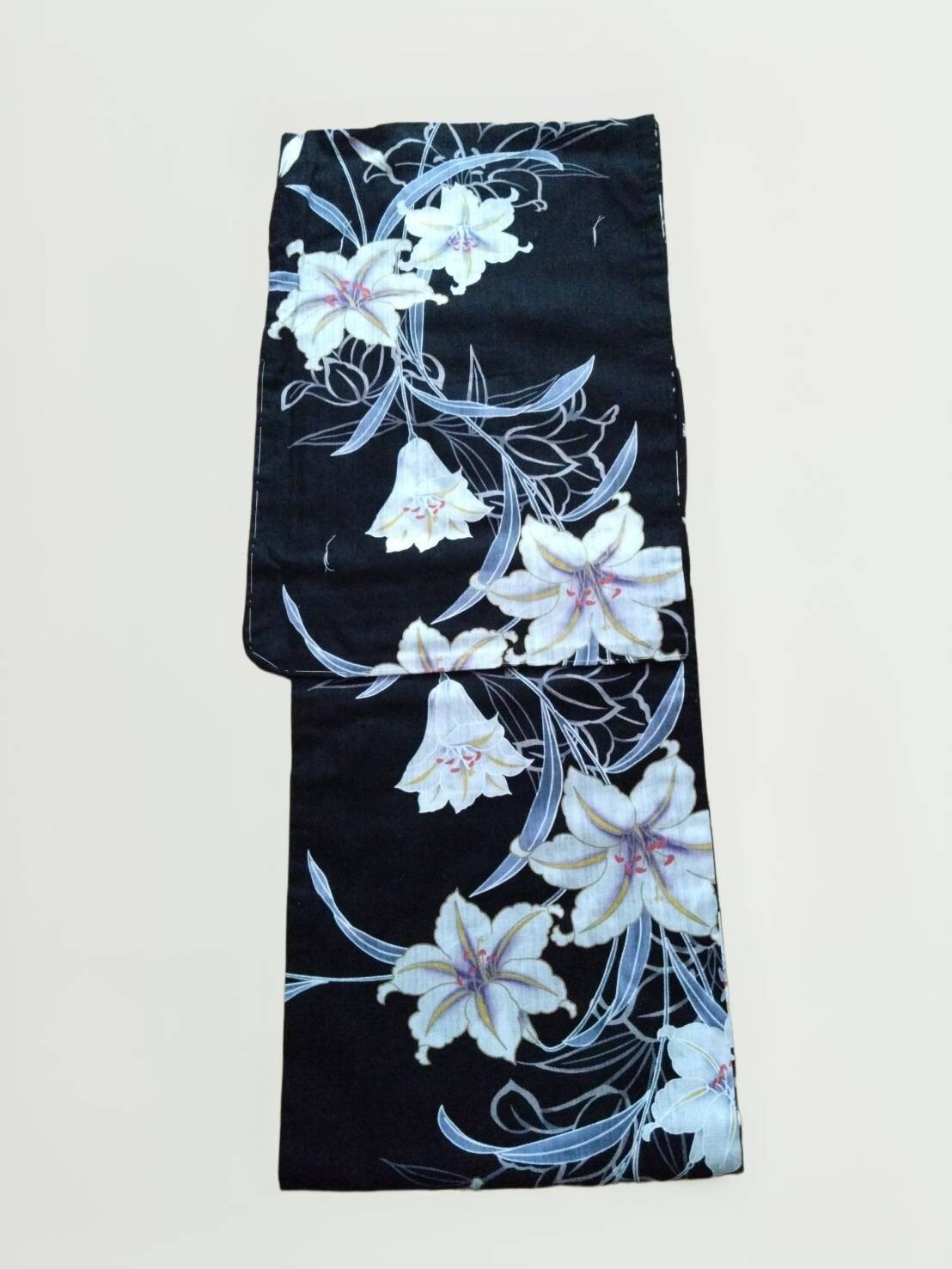 Japanese Kimono Yukata set of 4 pcs Dress Black Purple obi Geta Koshihimo