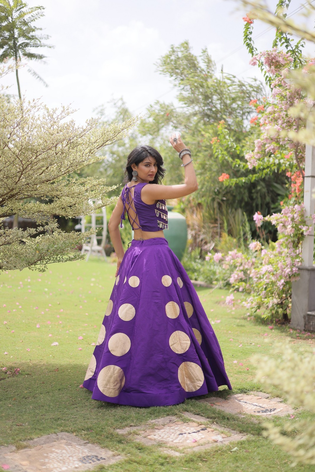 STEPNSHOP Navratri Collection Roman Silk With Gota work Lehenga Choli 23381