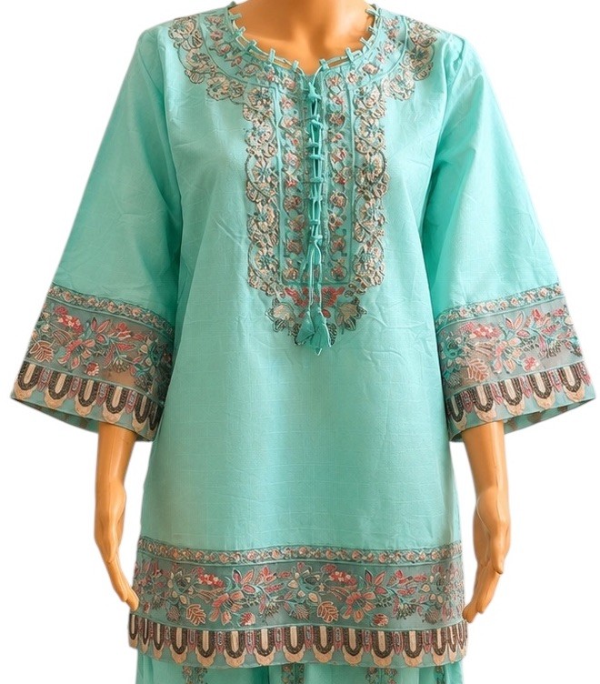 Mint elegance with delicate embroidery