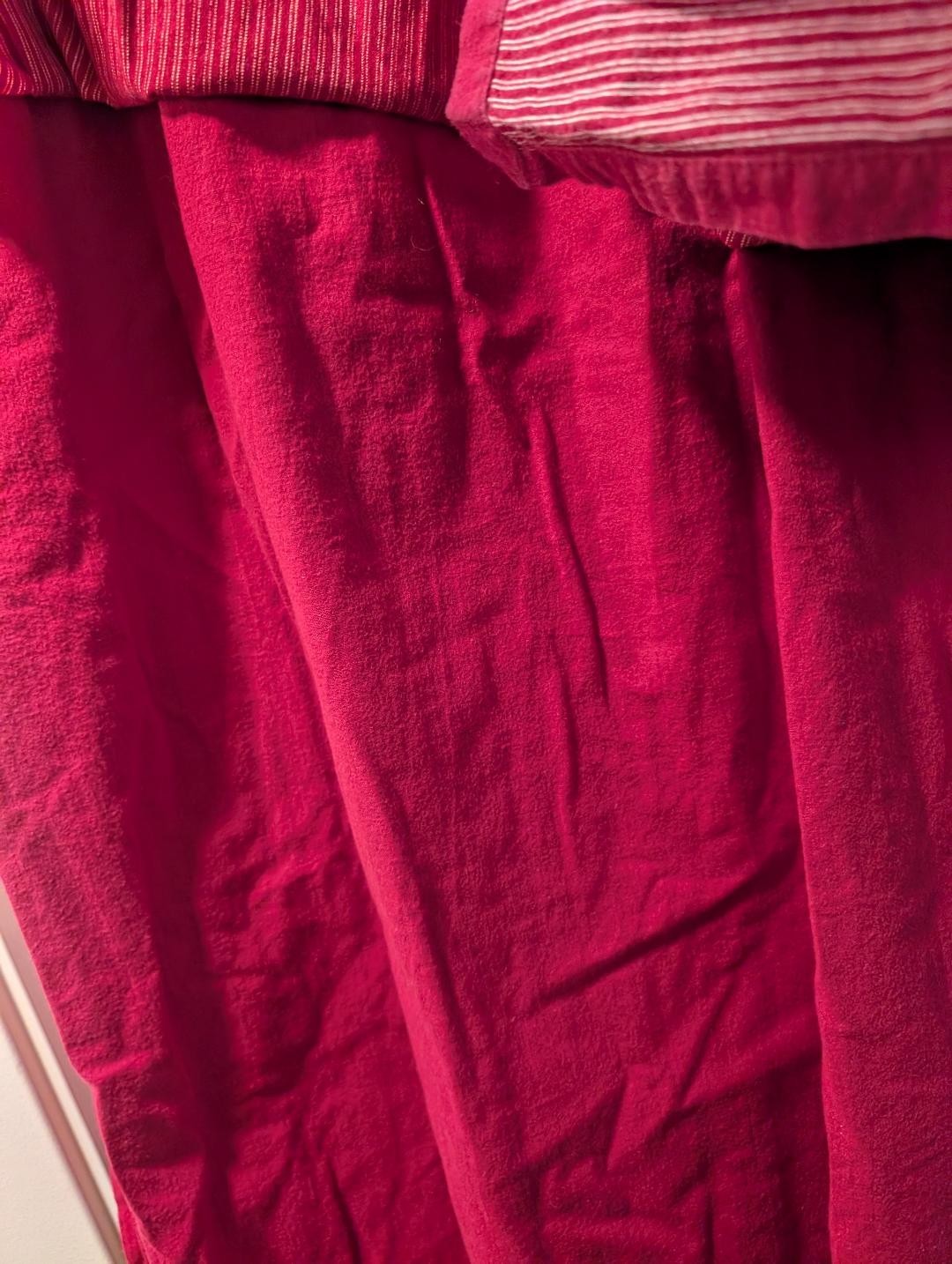 HOMEMADE AUTHENTIC GERMAN COTTON APRON DRESS 1970s RED