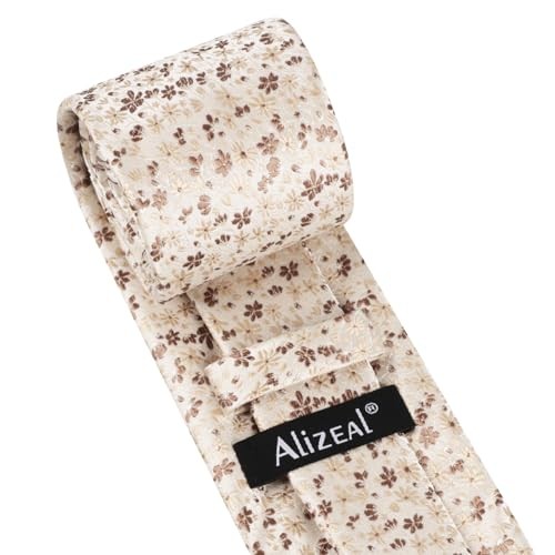Mens 3.15inches Exquisite Floral Tie with Small Flower H142-champagne/ Brown