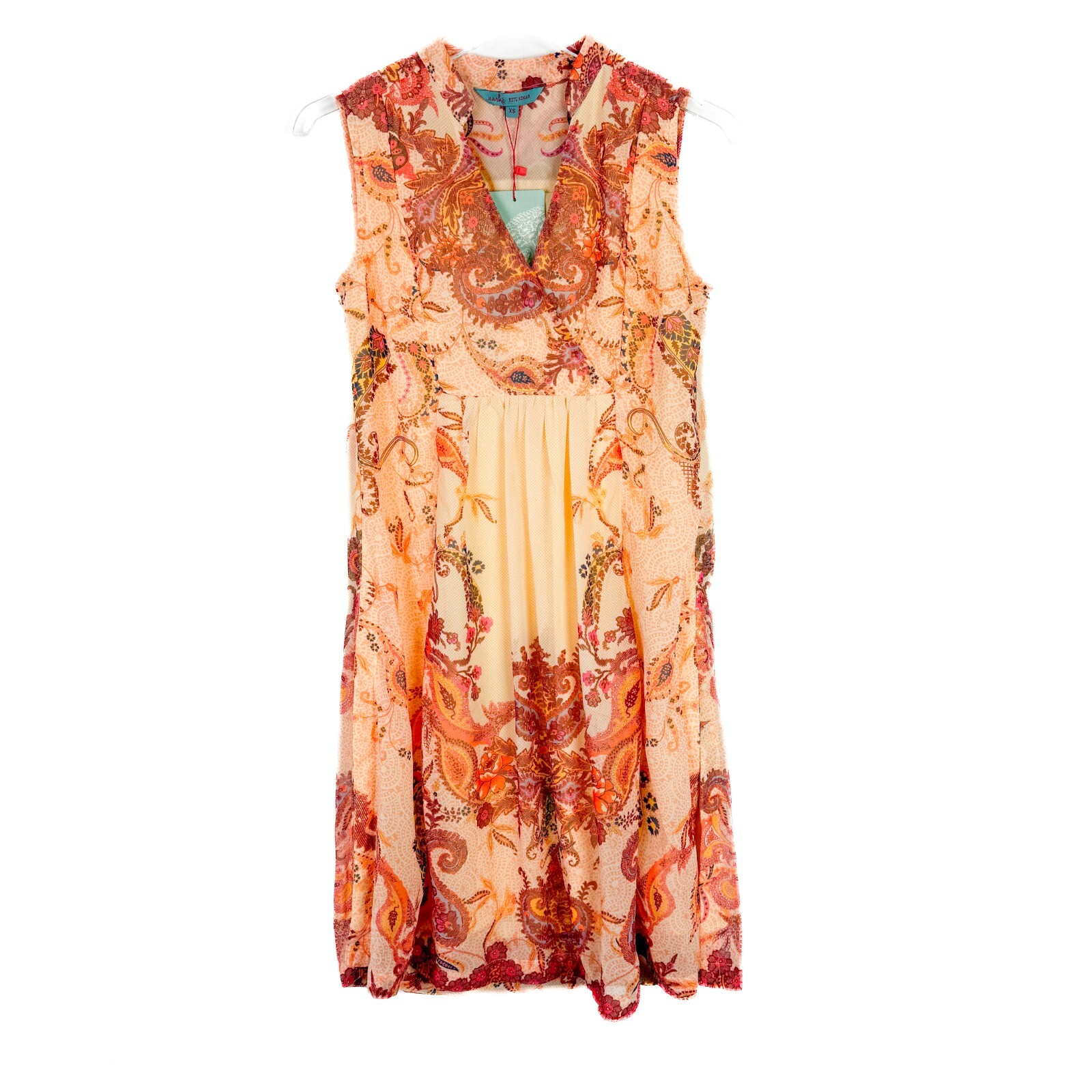NWT Aarke Ritu Kumar Amelia Kurta Paisley Print Straight Ecru Size XS NEW