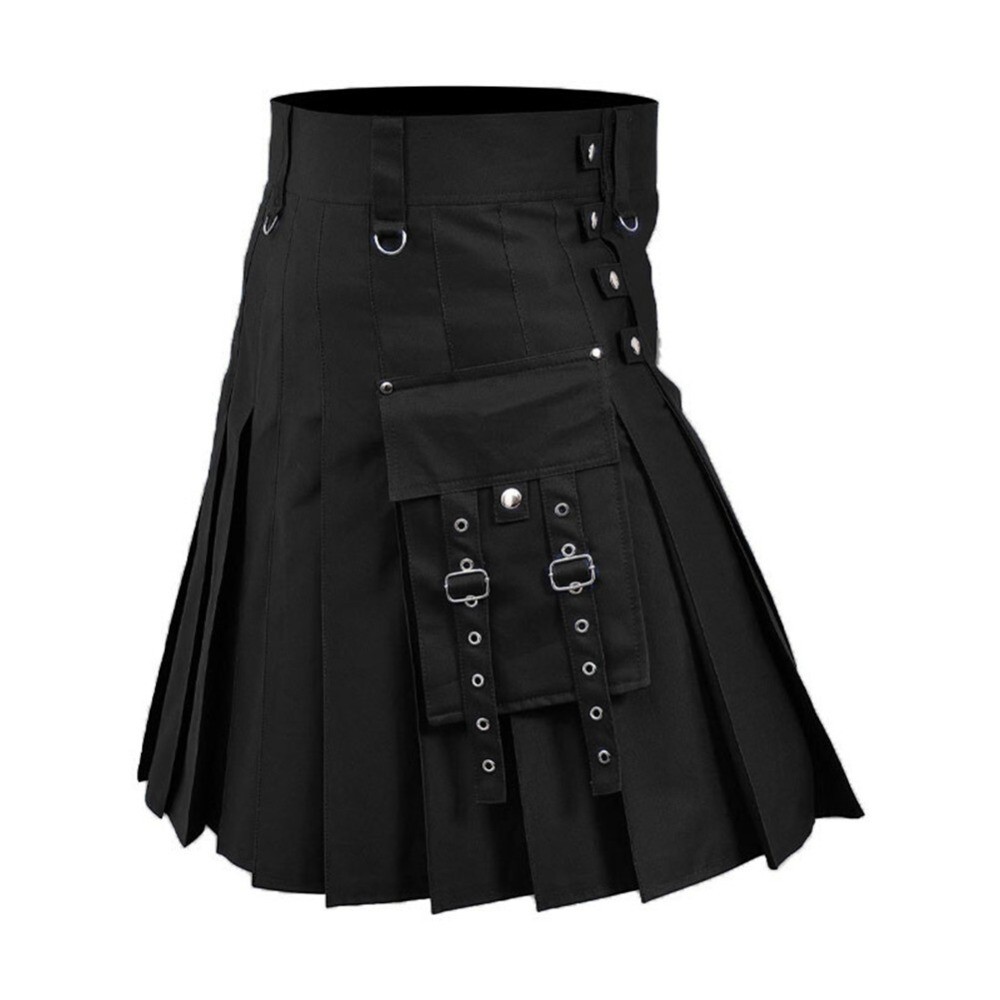 Medieval Skirt Solid Color Scottish Festival Men Kilt Traditional Highland Dress