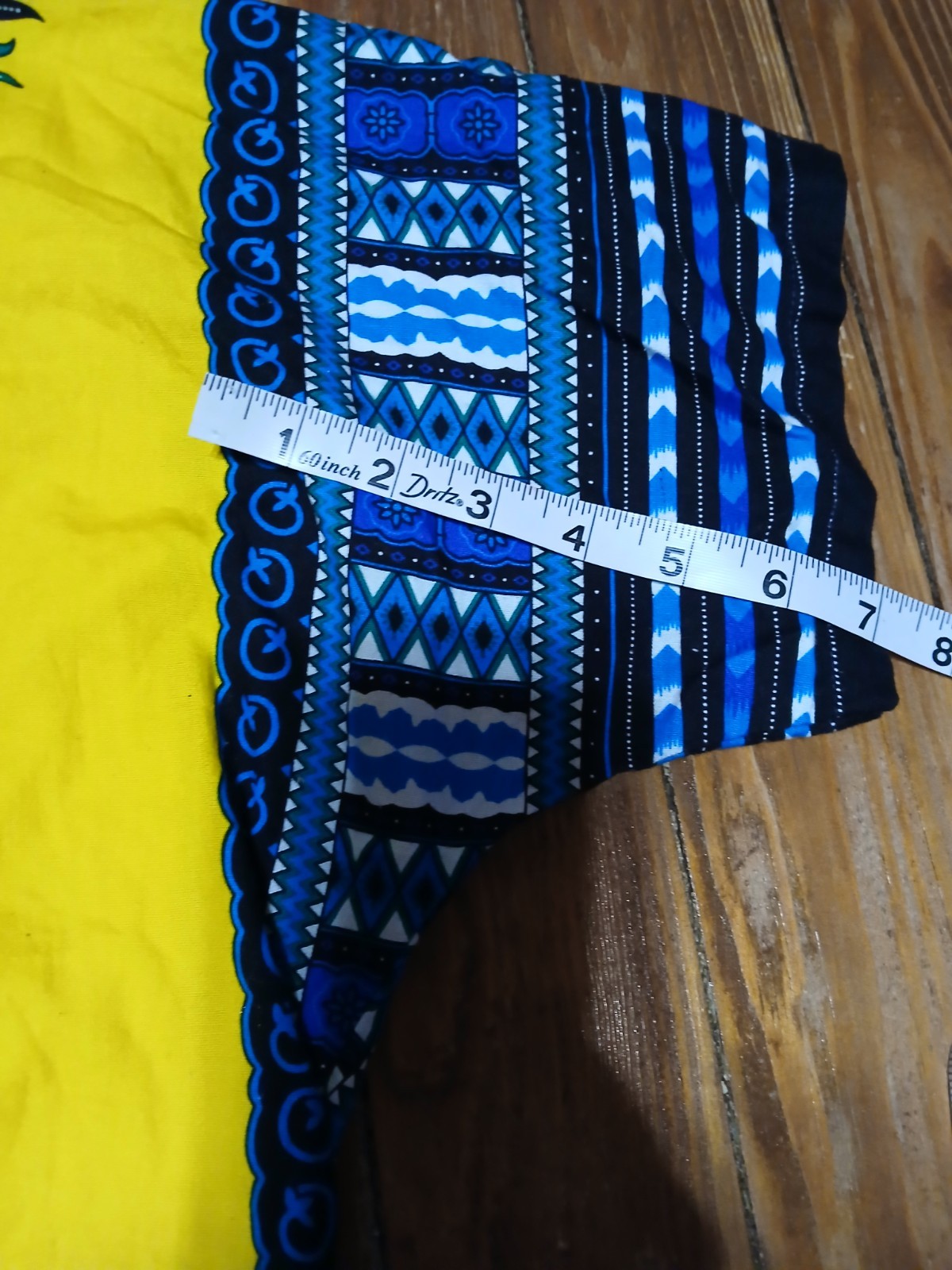 NF Dashiki shirt with front pockets Yellow/Blue 100% Cotton FREE SIZE