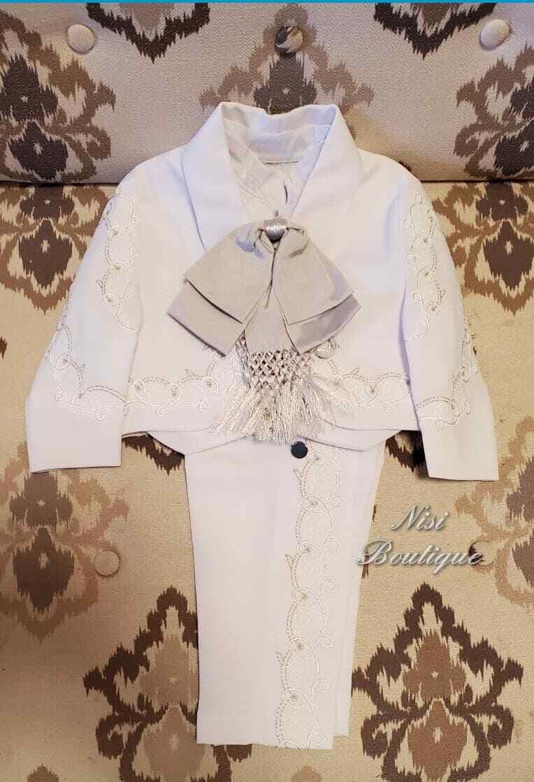 Free Shipping!! Our Lady of Guadalupe Beautiful 6 Pieces Boy White Charro Suit