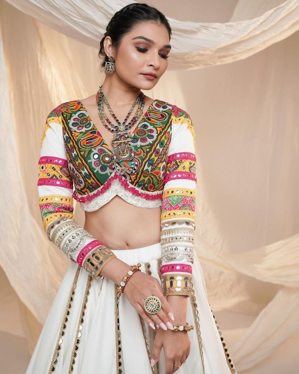 Beautiful white color Navratri Lehenga Choli For Women By Aadat Export