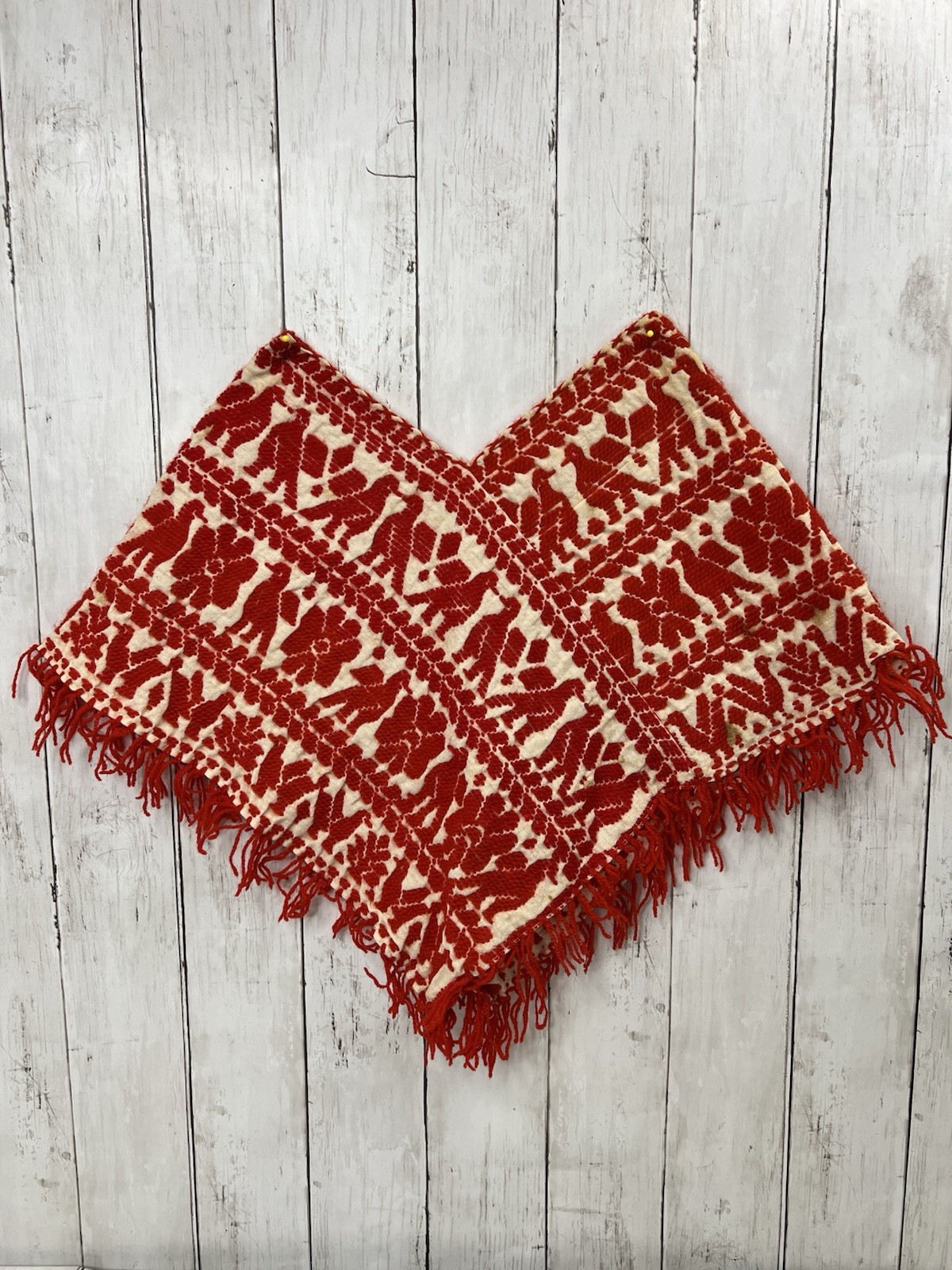VTG Child Embroidered Poncho Birds Handmade Boho Folk Artisan Festive Imperfect